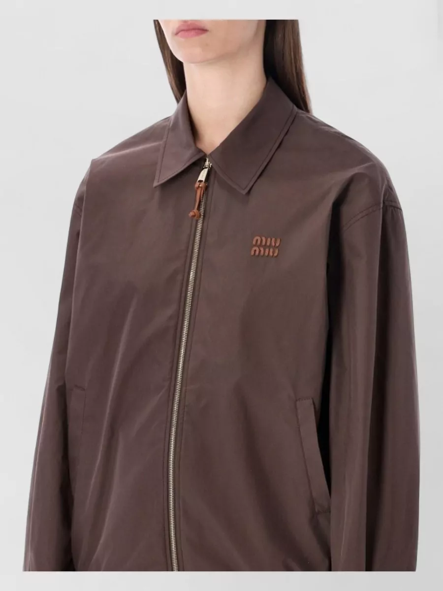 Miu Miu Cotton Panama Blouson Jacket Shirt Collar