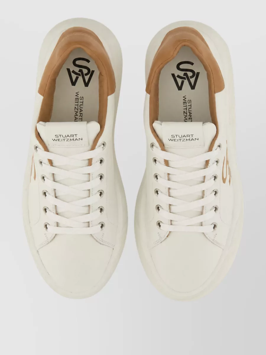 Stuart Weitzman Leather Lace-Up Sneakers