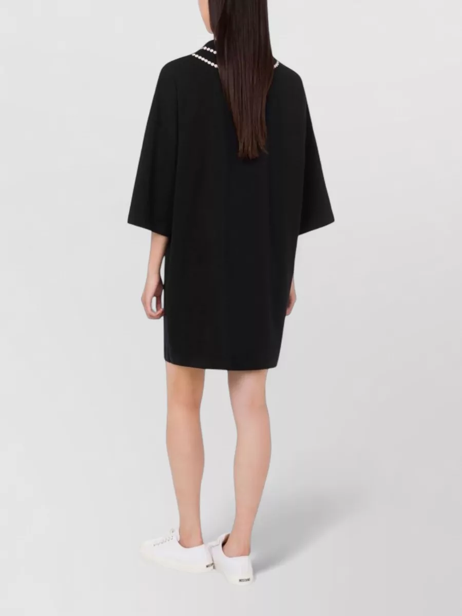 Moschino Short Sleeve Knee Length Nylon Silk Dress