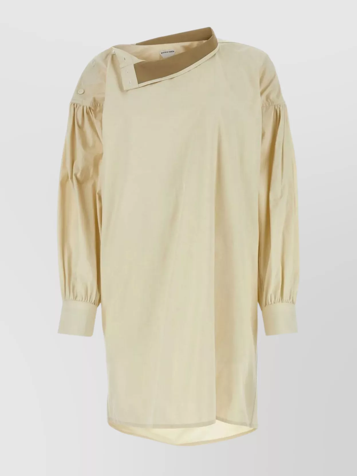 Shop Bottega Veneta Peculiar Collar Sand Shirt Dress In Beige