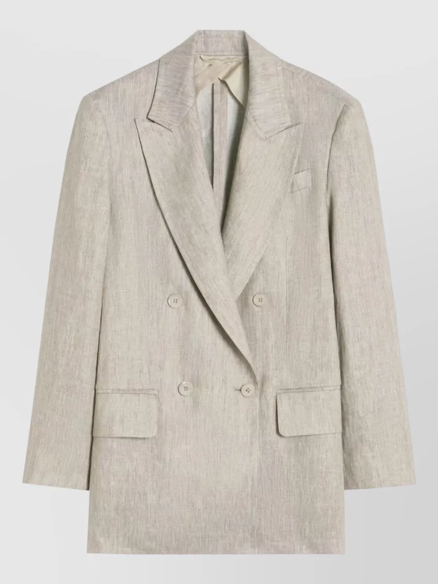Max Mara Linen double-breasted chevron blazer