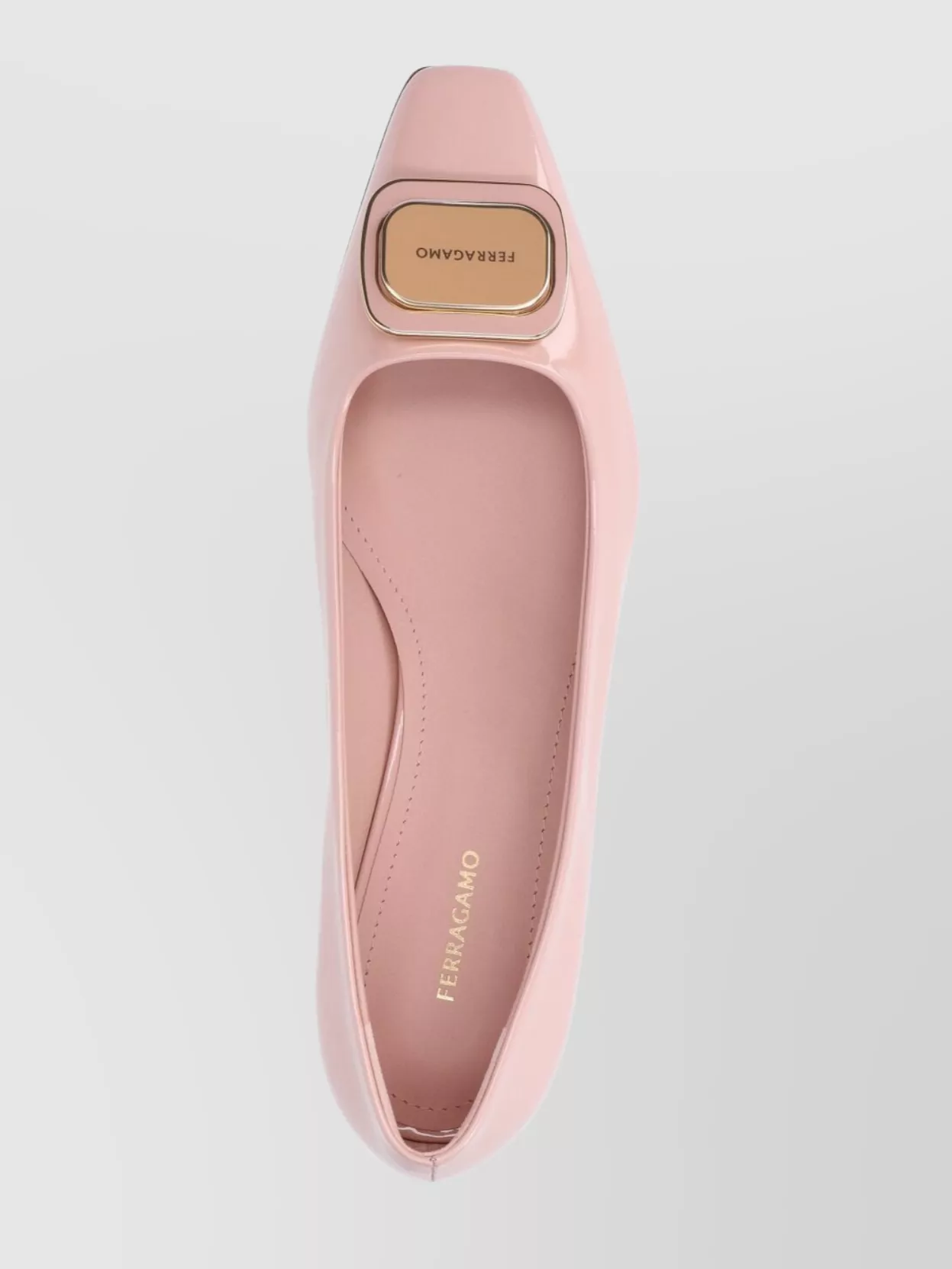 Ferragamo Block Heel Ballerina Shoes With Square Buckle