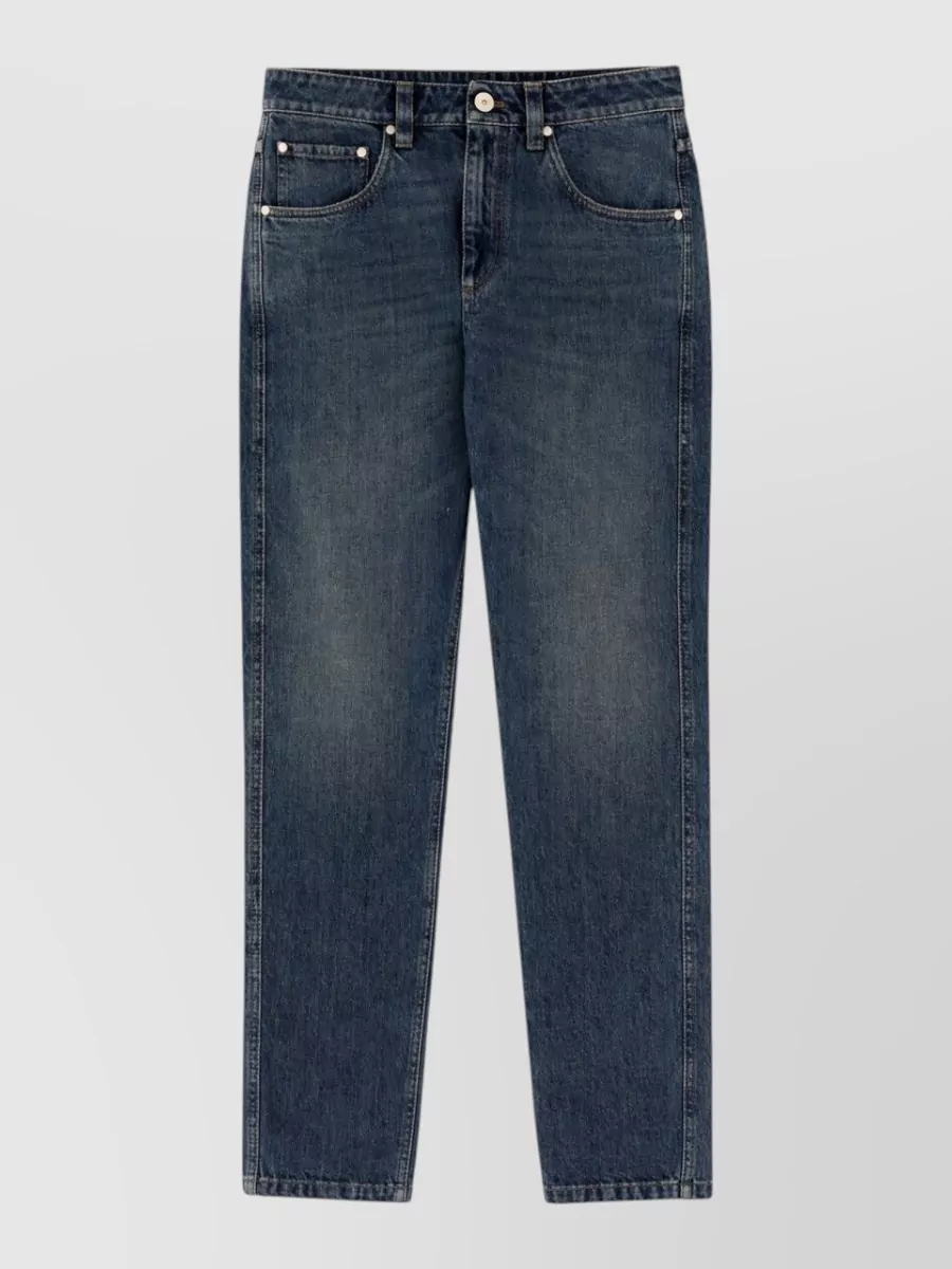 Brunello Cucinelli cotton high-rise straight-leg jeans