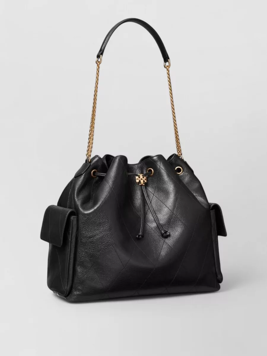 Tory Burch Large Leather Quilted Drawstring Bucket Bag
