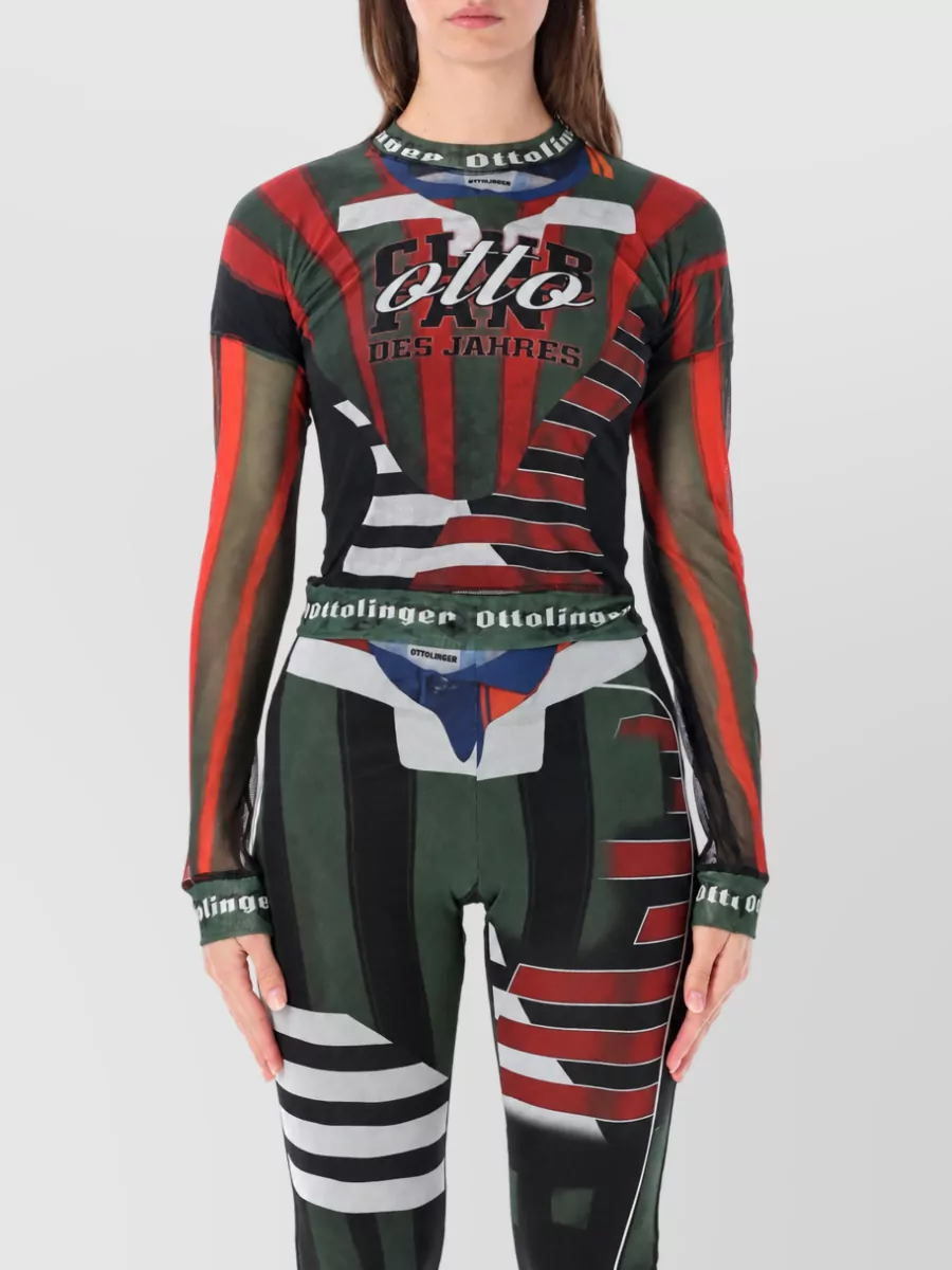 Ottolinger Printed mesh long-sleeve bodysuit