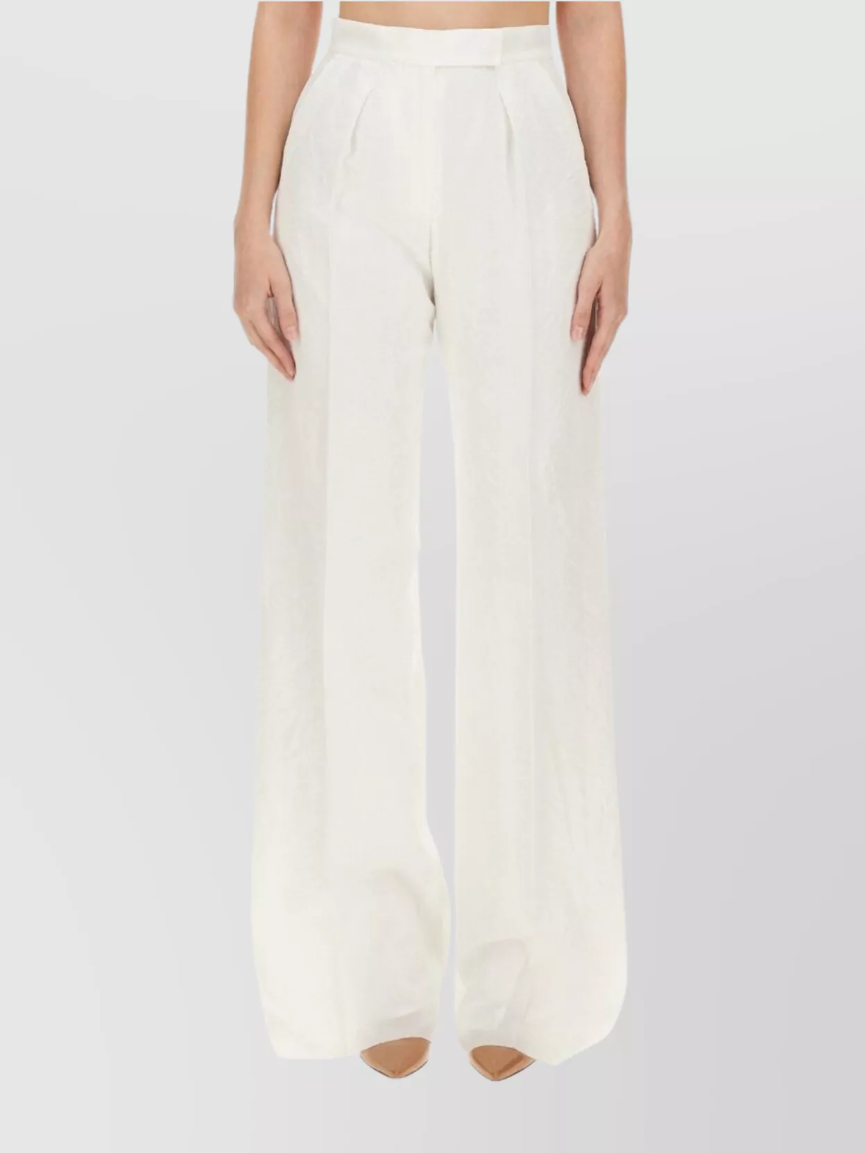 Max Mara High Waist Wide Leg Trousers In White