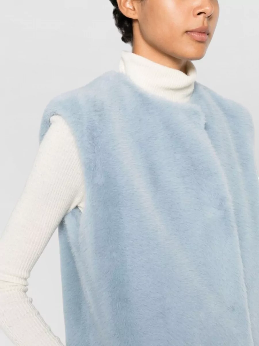 Herno Faux Fur Sleeveless Round Neck Coat