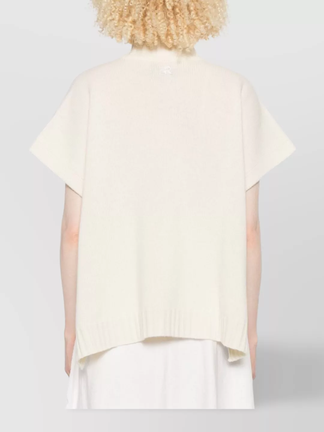 Ermanno Firenze High Neck Knitwear With Embroidered Ribbed Hem