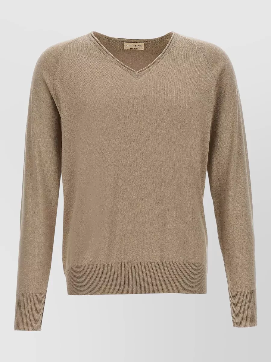 Ma'ry'ya cotton v-neck long-sleeve jumper