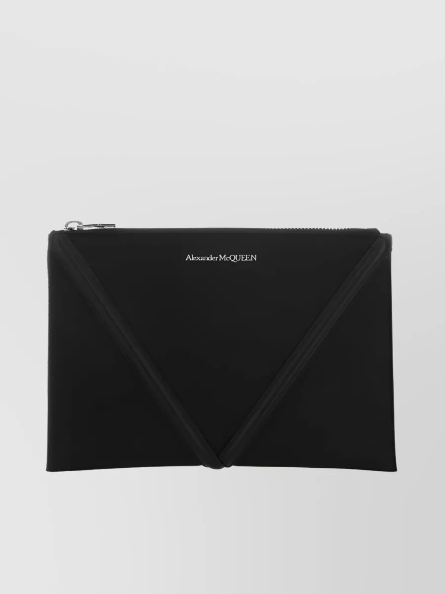 Shop Alexander Mcqueen Logo Envelope Clutch With Top Zip In Black