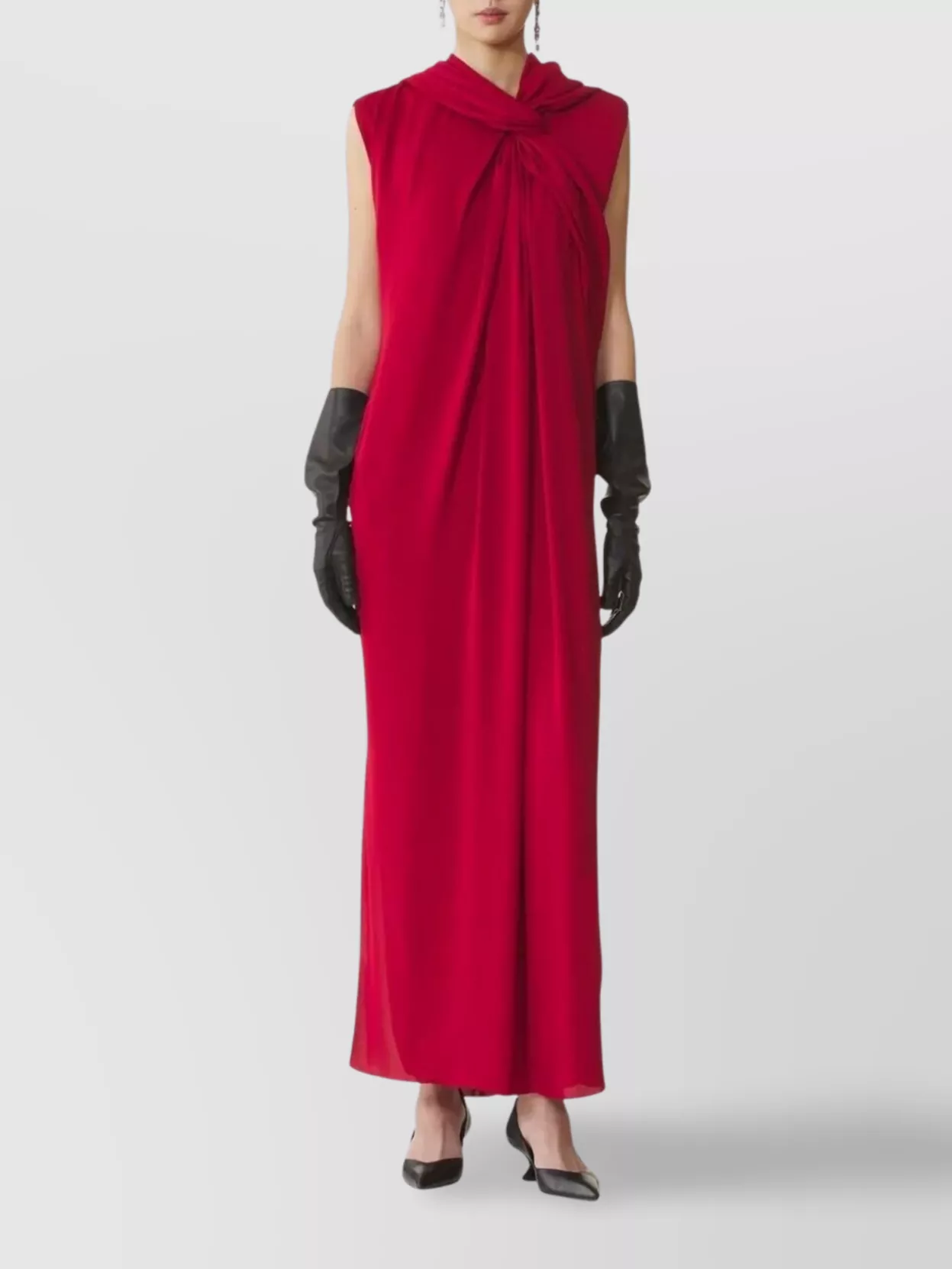 Lanvin Dress With Front Knot And Draped Neckline In Red