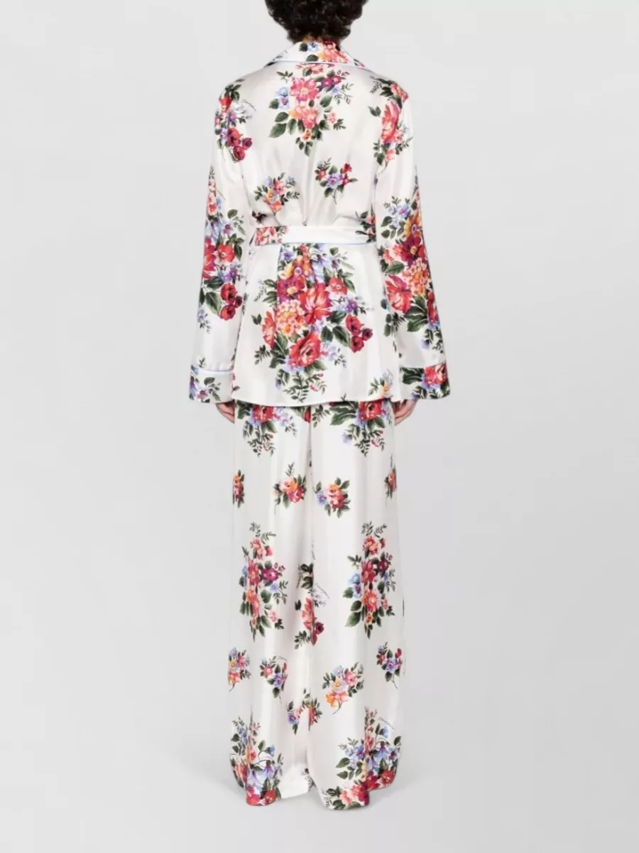 Dolce&Gabbana Silk Shirt Floral Pattern Belted Waist