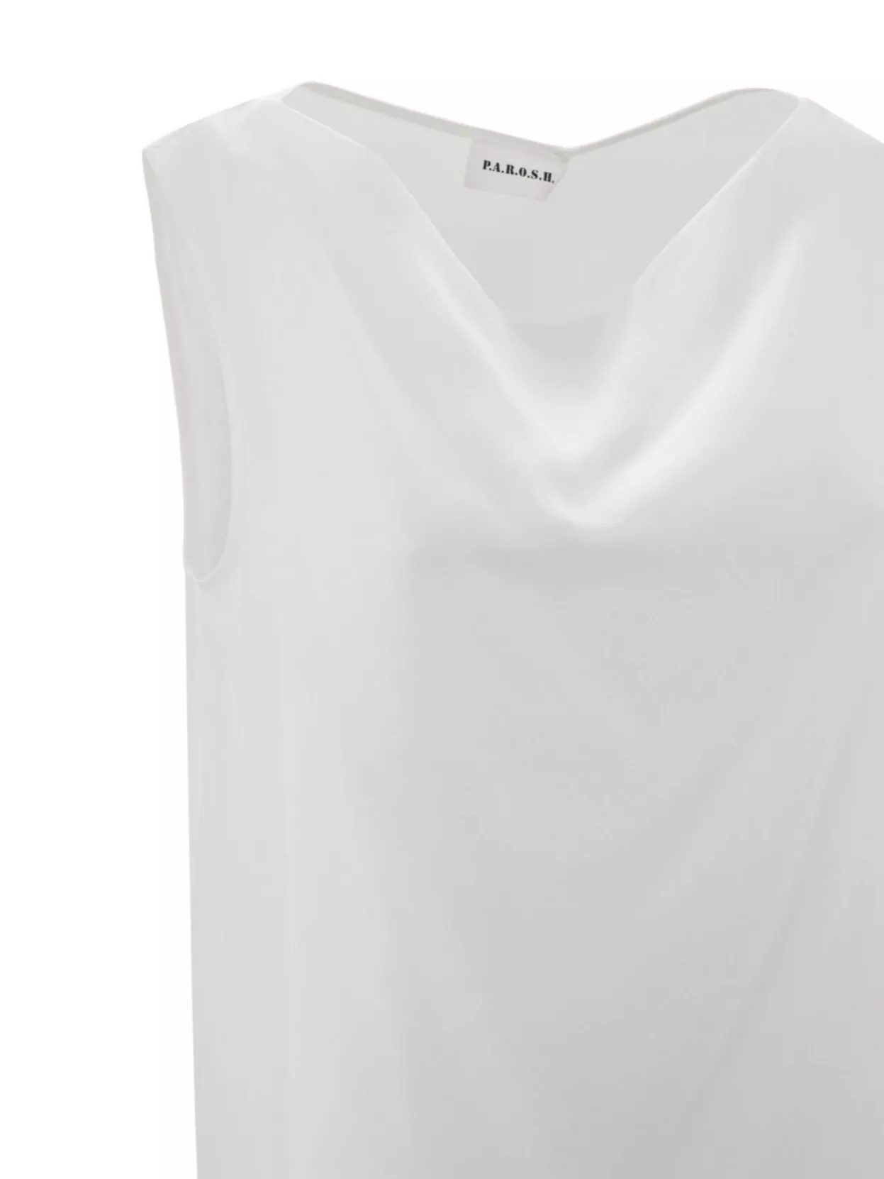 P.A.R.O.S.H DRAPED NECKLINE MAXI LENGTH SLEEVELESS TOP