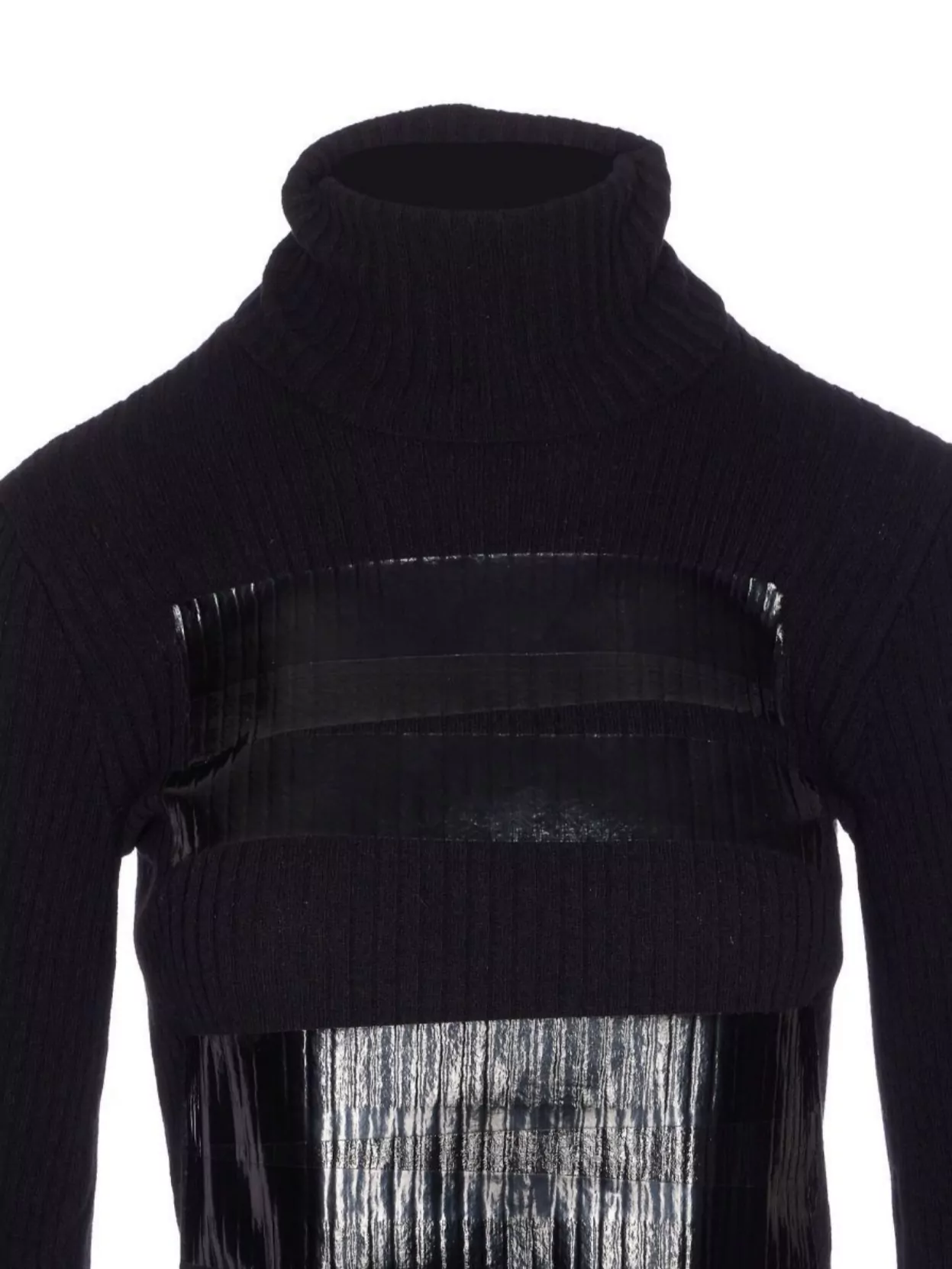 Mm6 Maison Margiela High Neck Turtleneck Sweater With Glossy Panels