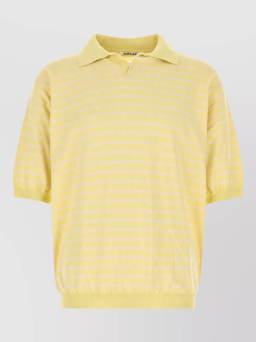 Auralee Striped cotton polo shirt