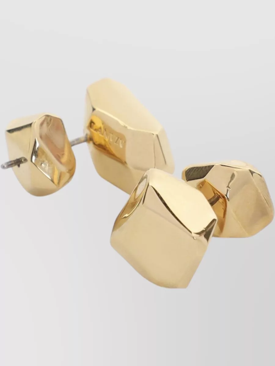 Lanvin Metal Cubic Tiny Geometric Stud Earrings