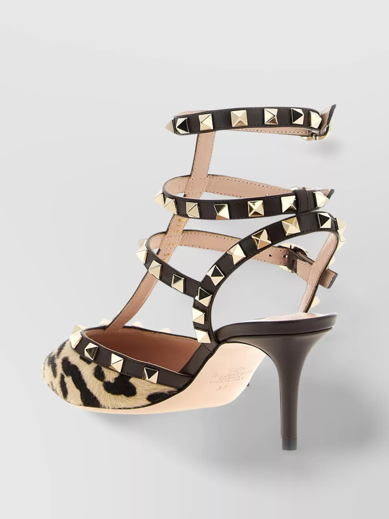 Valentino Rockstud Pointed Toe Animal Print Pumps In Multi
