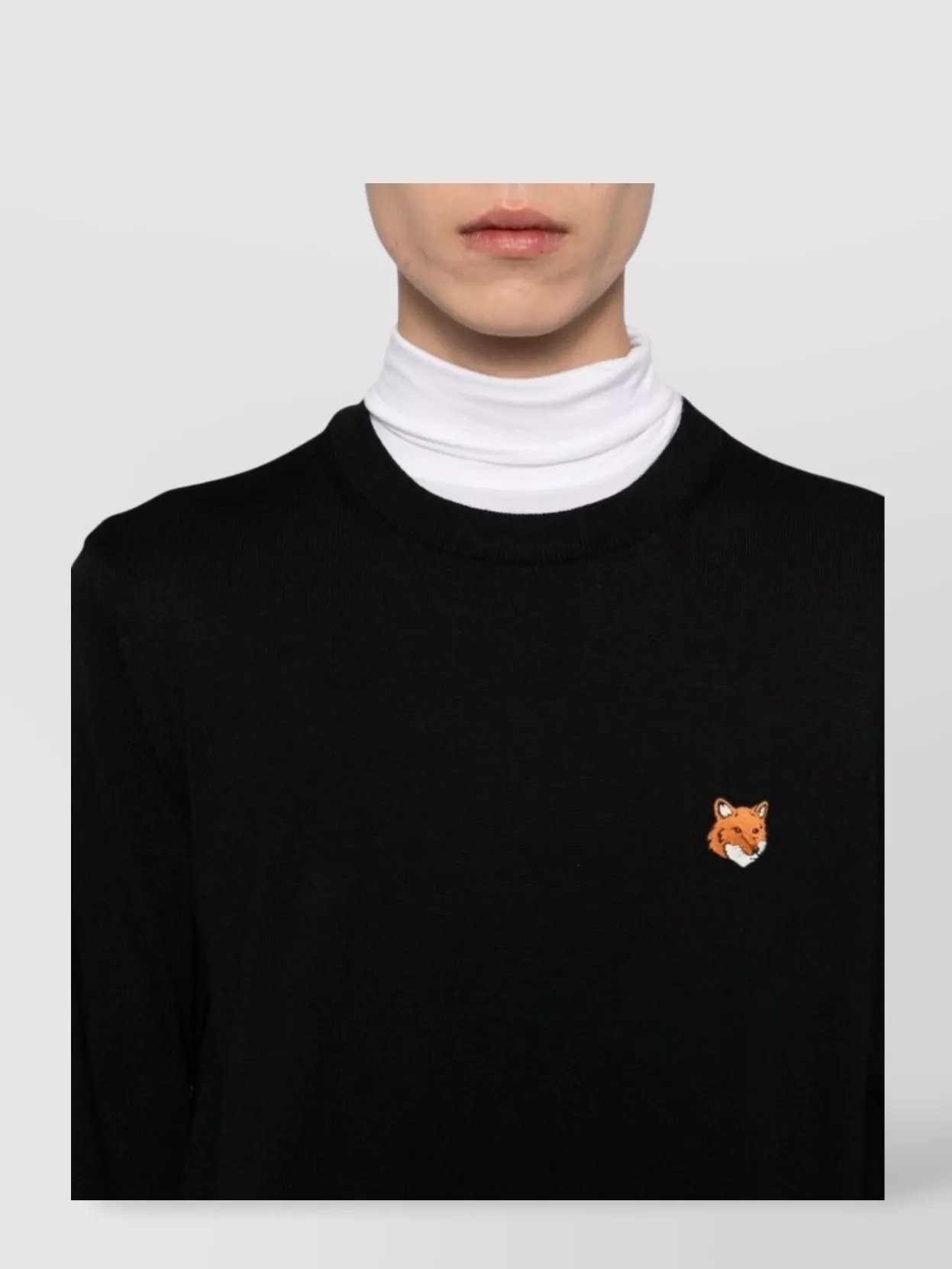 Maison Kitsuné Wool Crewneck Sweater Featuring Fox Design