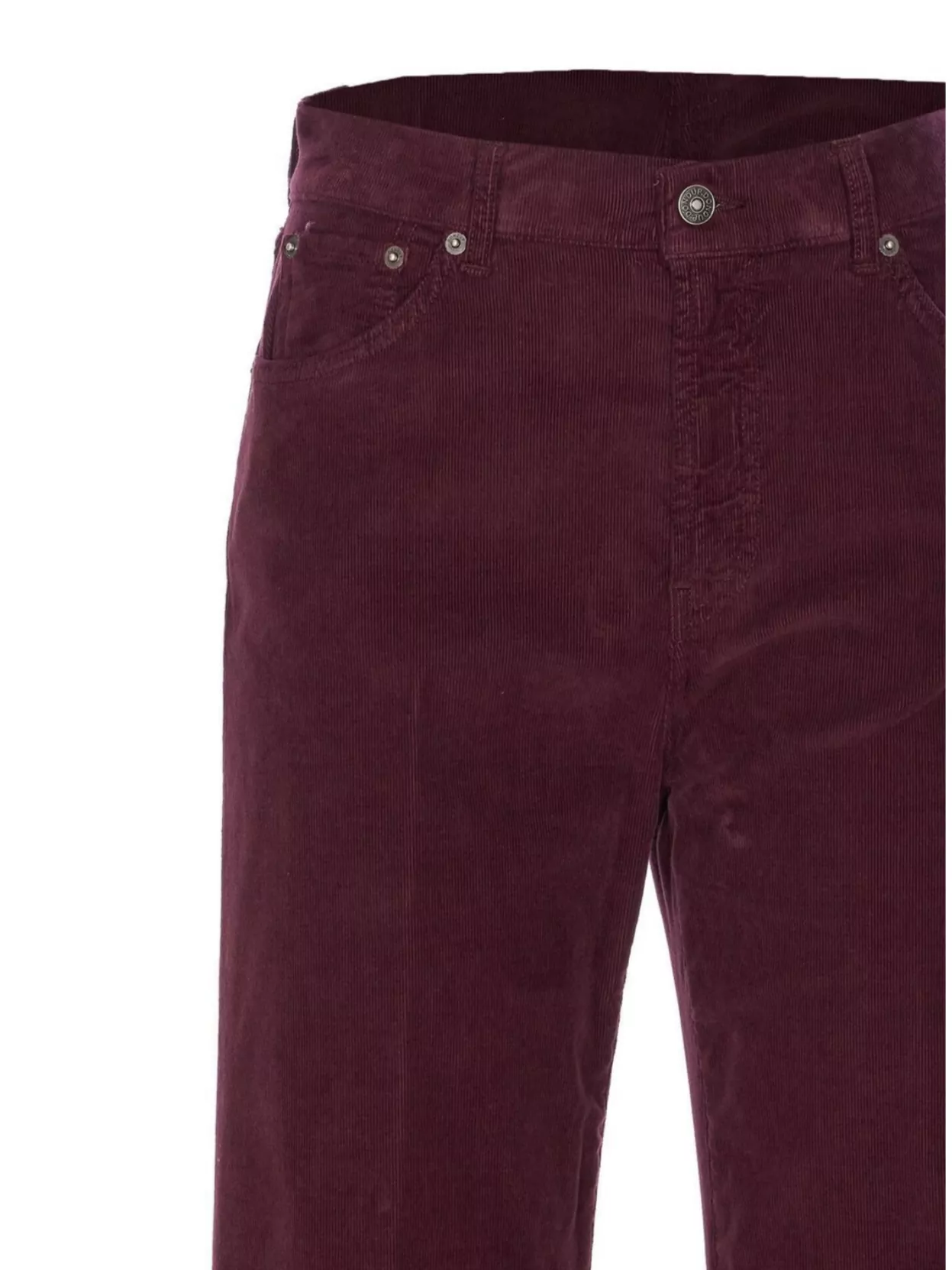 Dondup Loose Fit Corduroy Trousers With Back Pockets In Burgundy