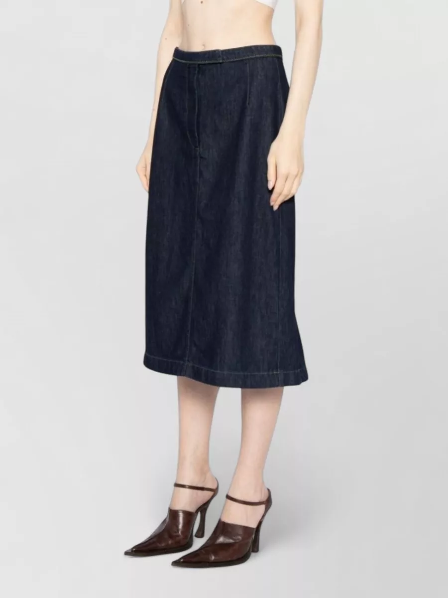 Dries Van Noten Midi Skirt Pleated Back Pockets Silk Blend