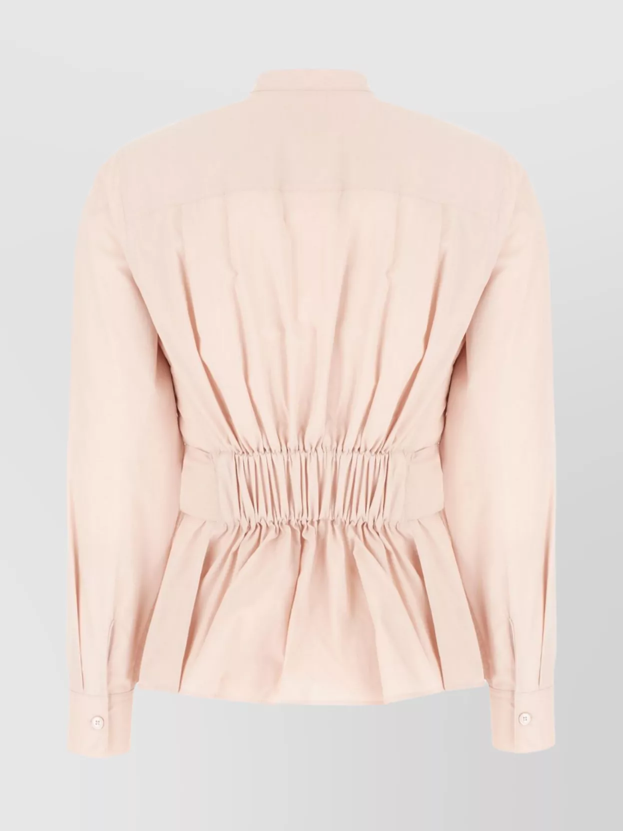 Weekend Max Mara Poplin Blouse With Belted Waist And Stand Collar In Pink