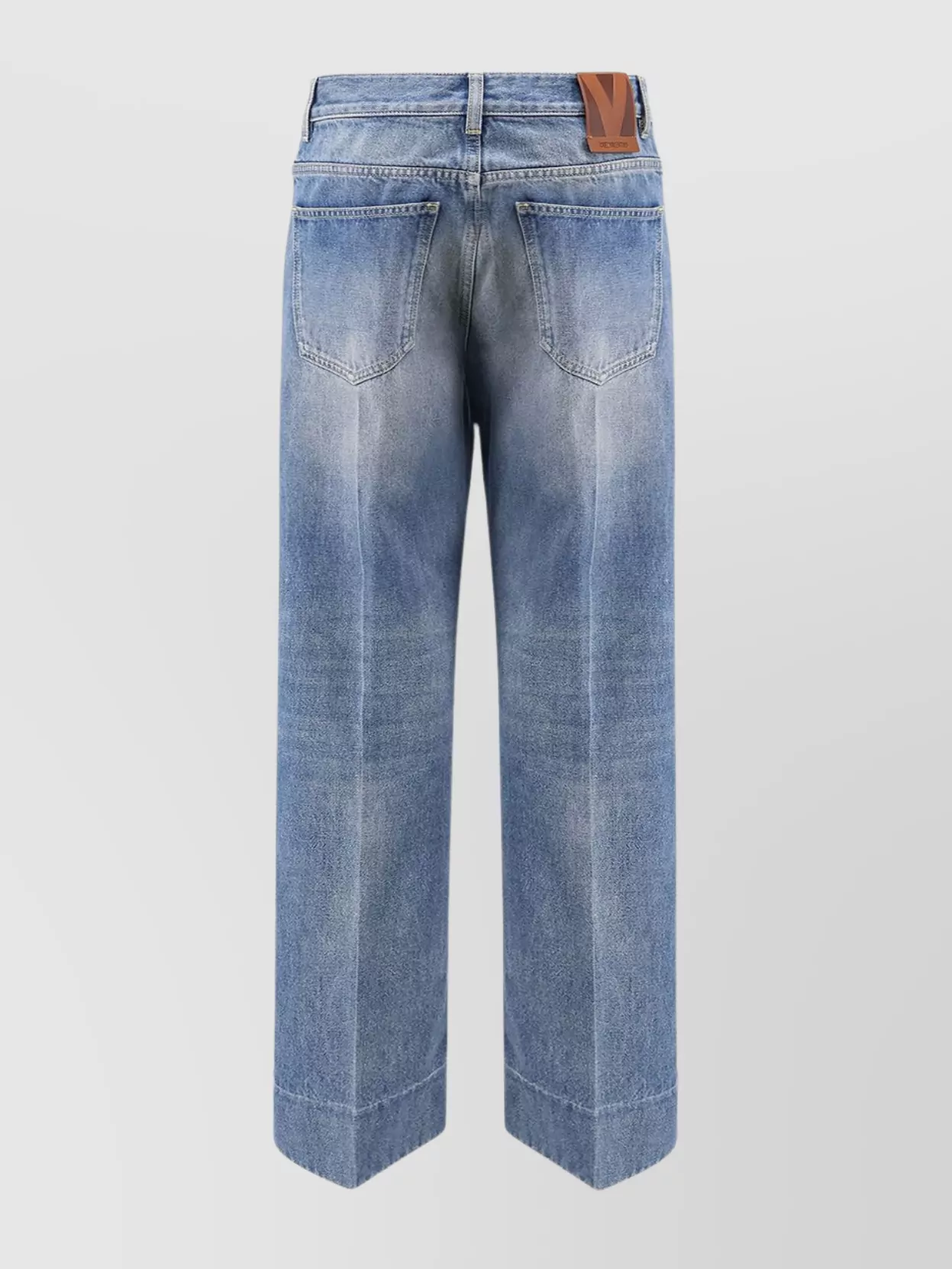 VALENTINO CHECKERED DETAIL DENIM TROUSERS 