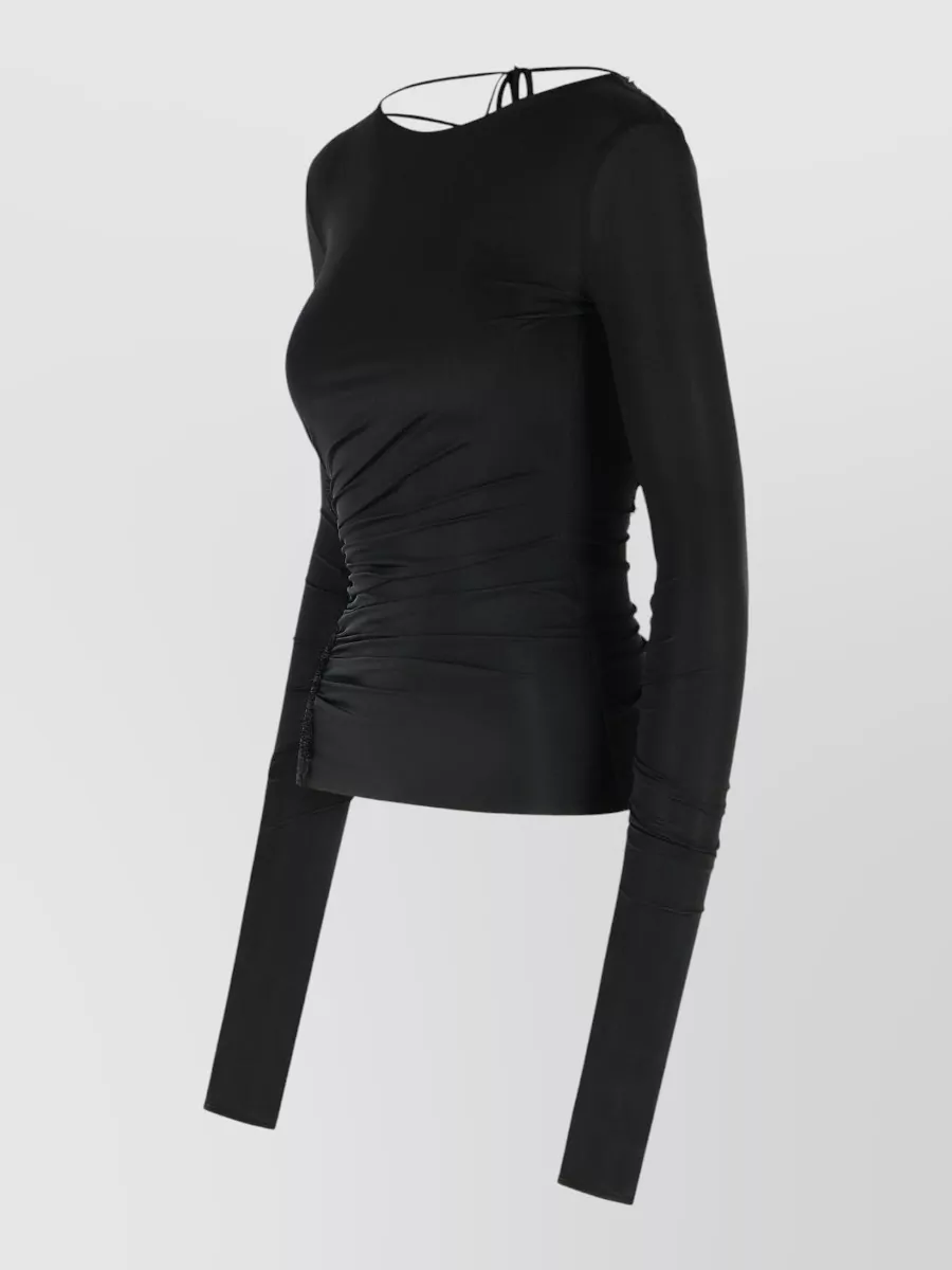 Blumarine Stretch Nylon Sweater Long Sleeves Lace