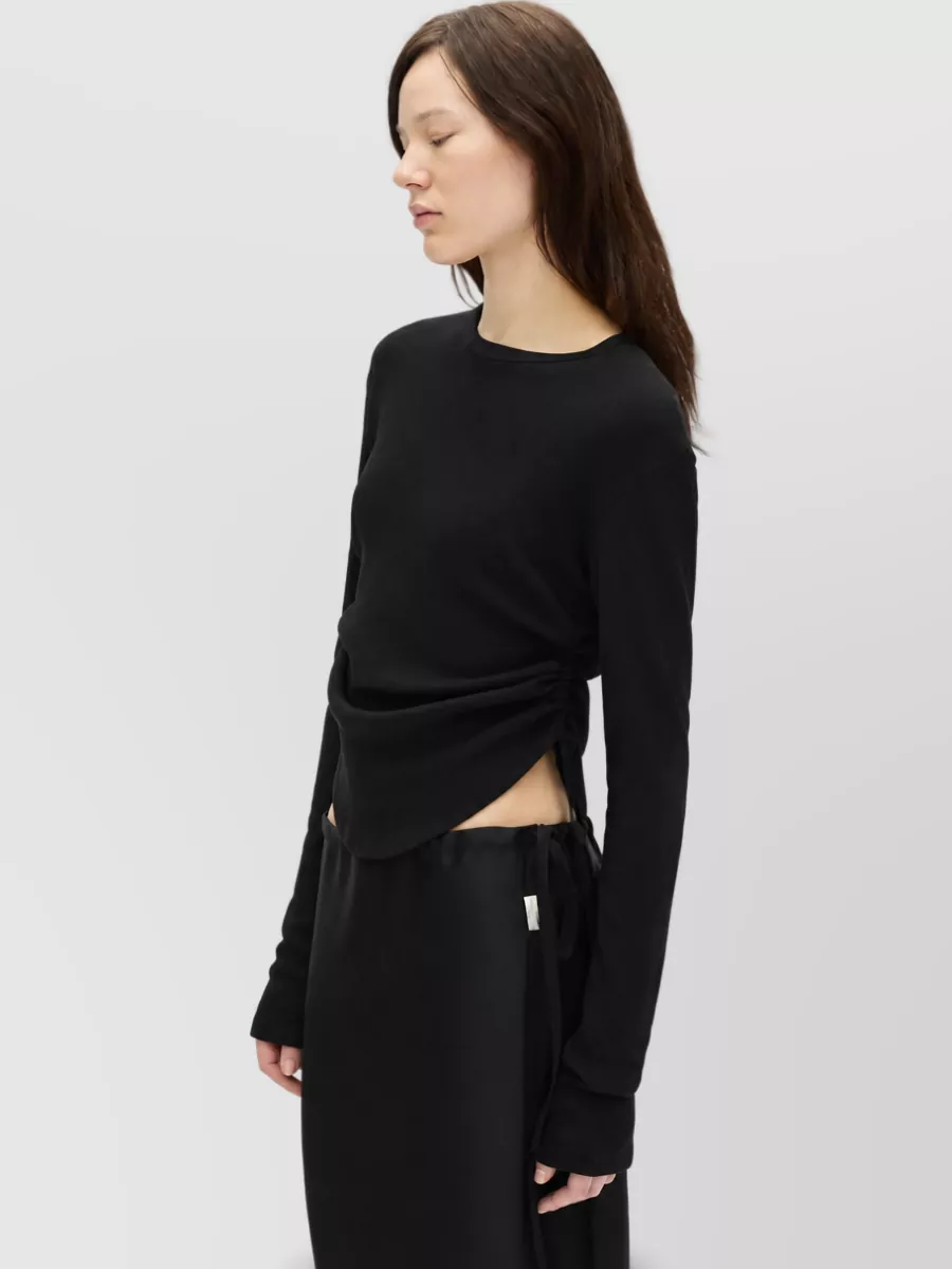 Ann Demeulemeester Wrinkled Cropped Long-Sleeve Top