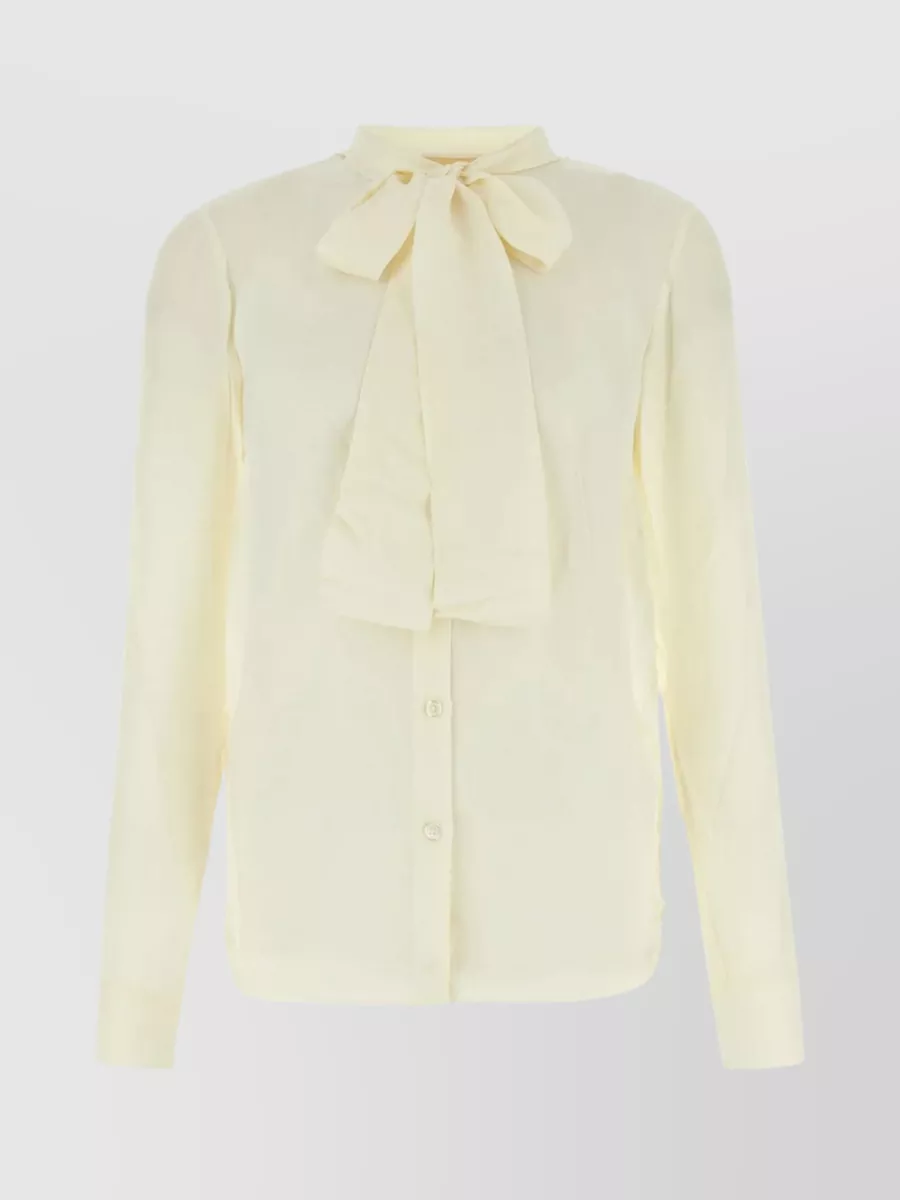 Shop Michael Kors Scarf Collar Silk Blend Shirt In Pastel