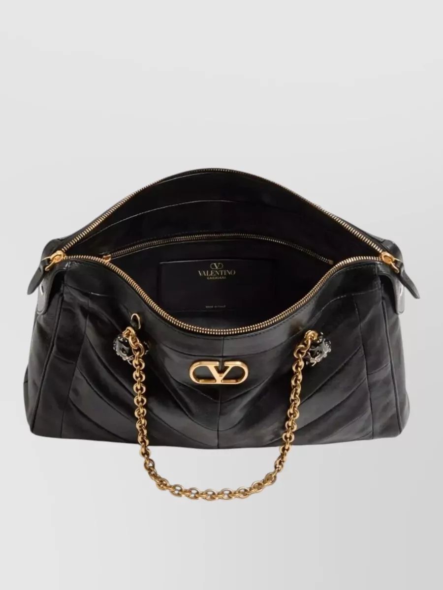 Valentino Garavani Panthea Nappa Leather Chevron Shoulder Bag