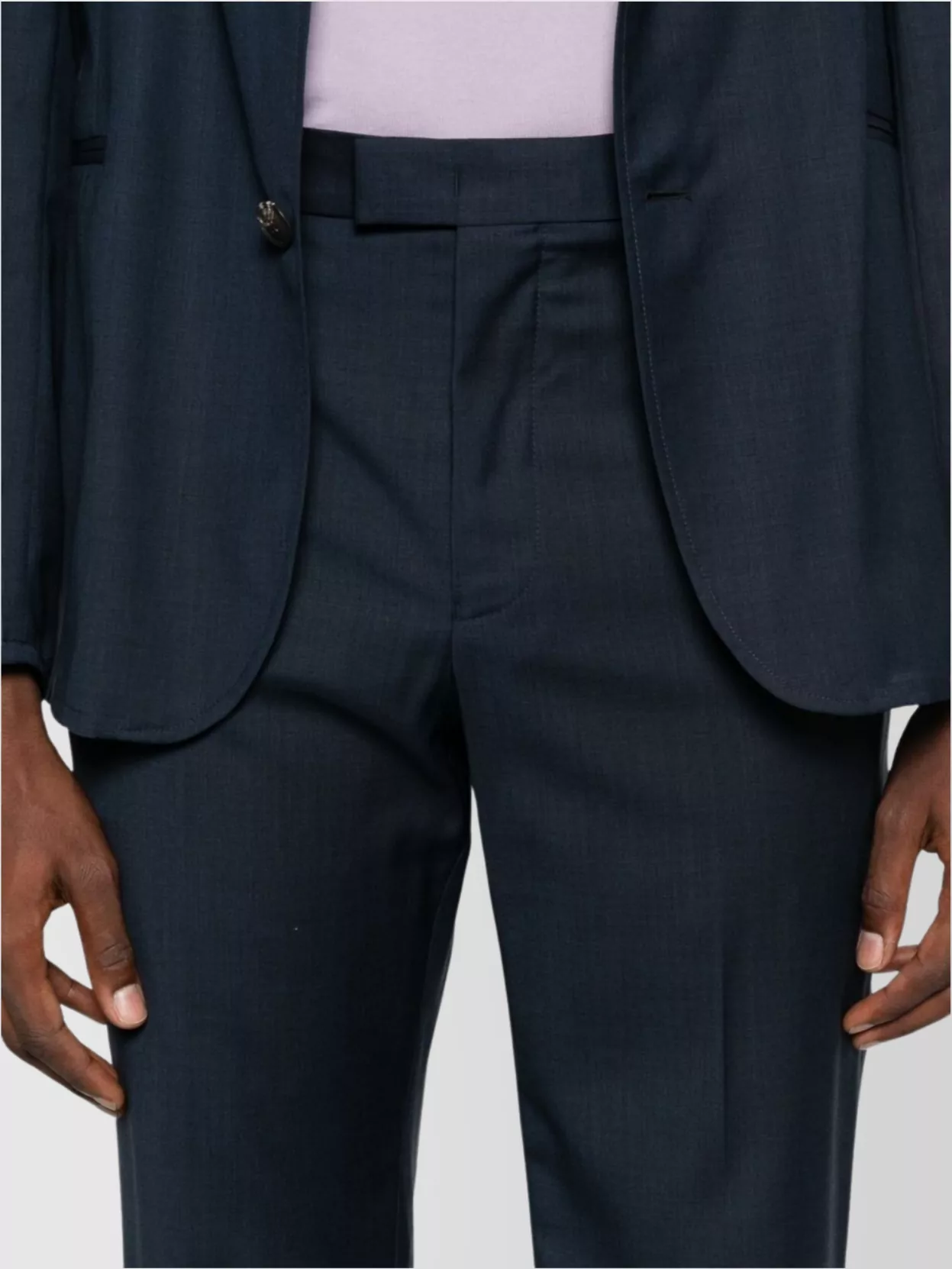 Emporio Armani Tailored Wool Trousers Featuring Adjustable Elements In Blue
