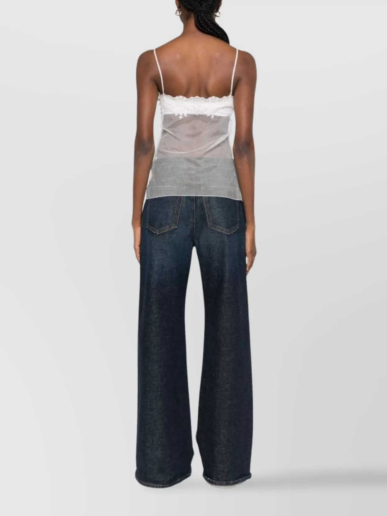 Chloé Sheer Lace Top Spaghetti Straps In White