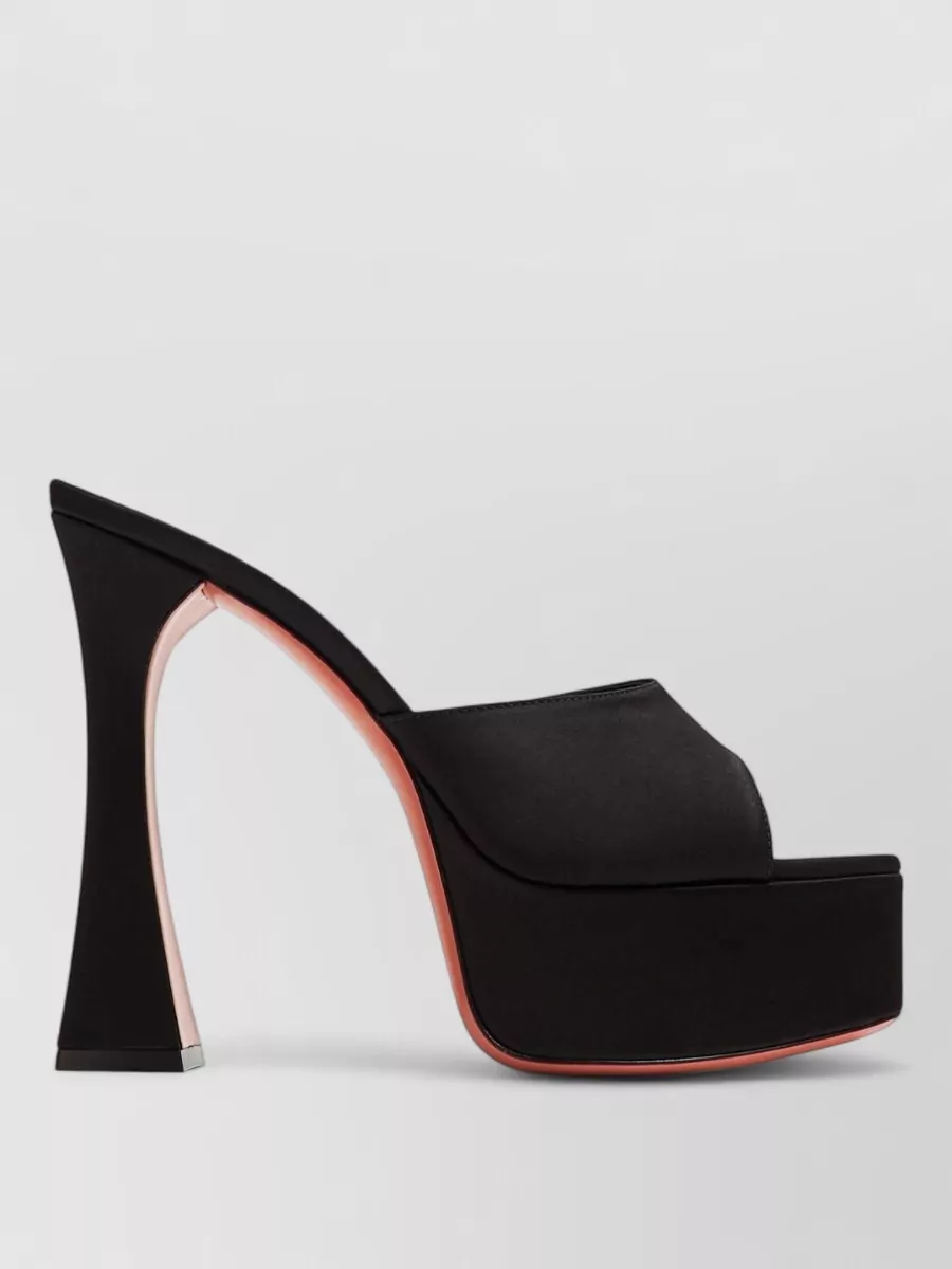 Amina Muaddi Satin Platform Mules