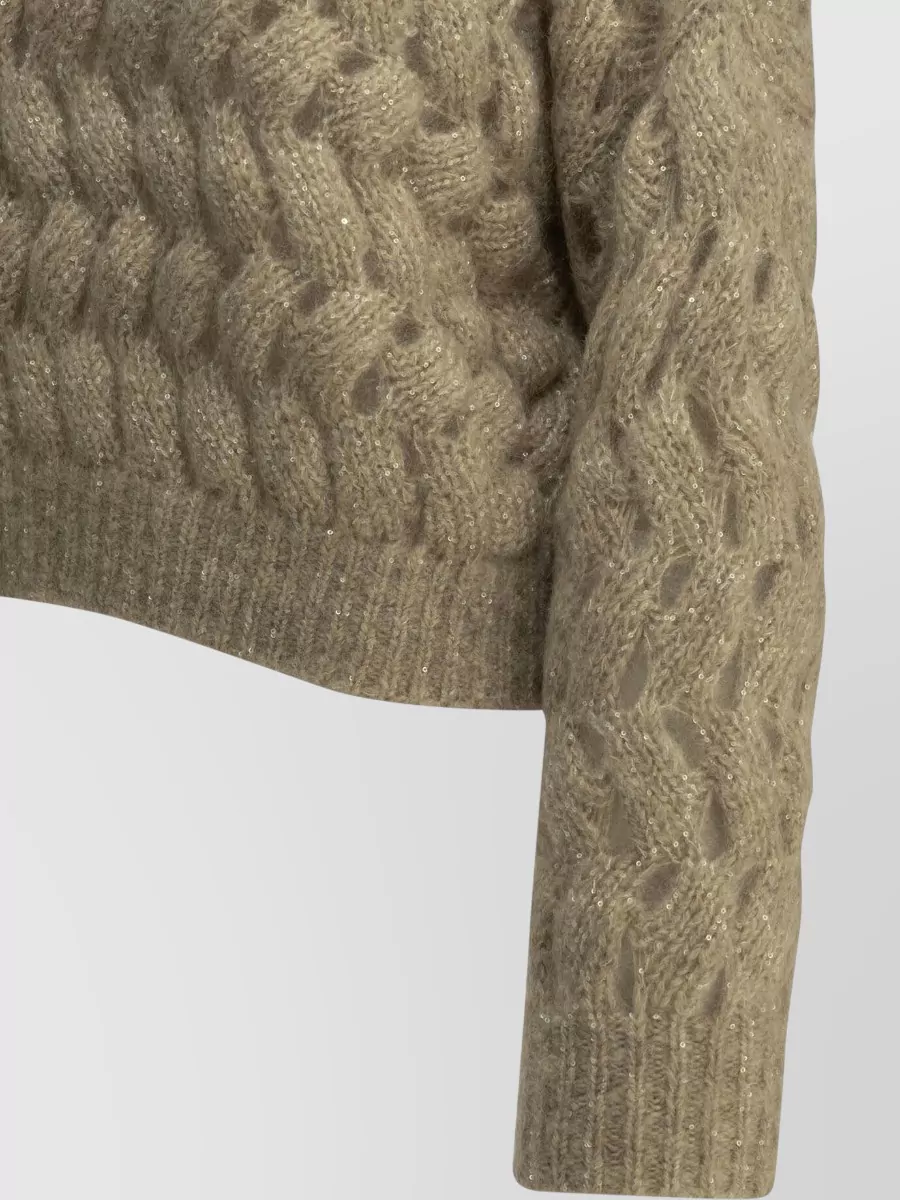 Brunello Cucinelli Mohair Sequinned Openwork Turtleneck Jumper