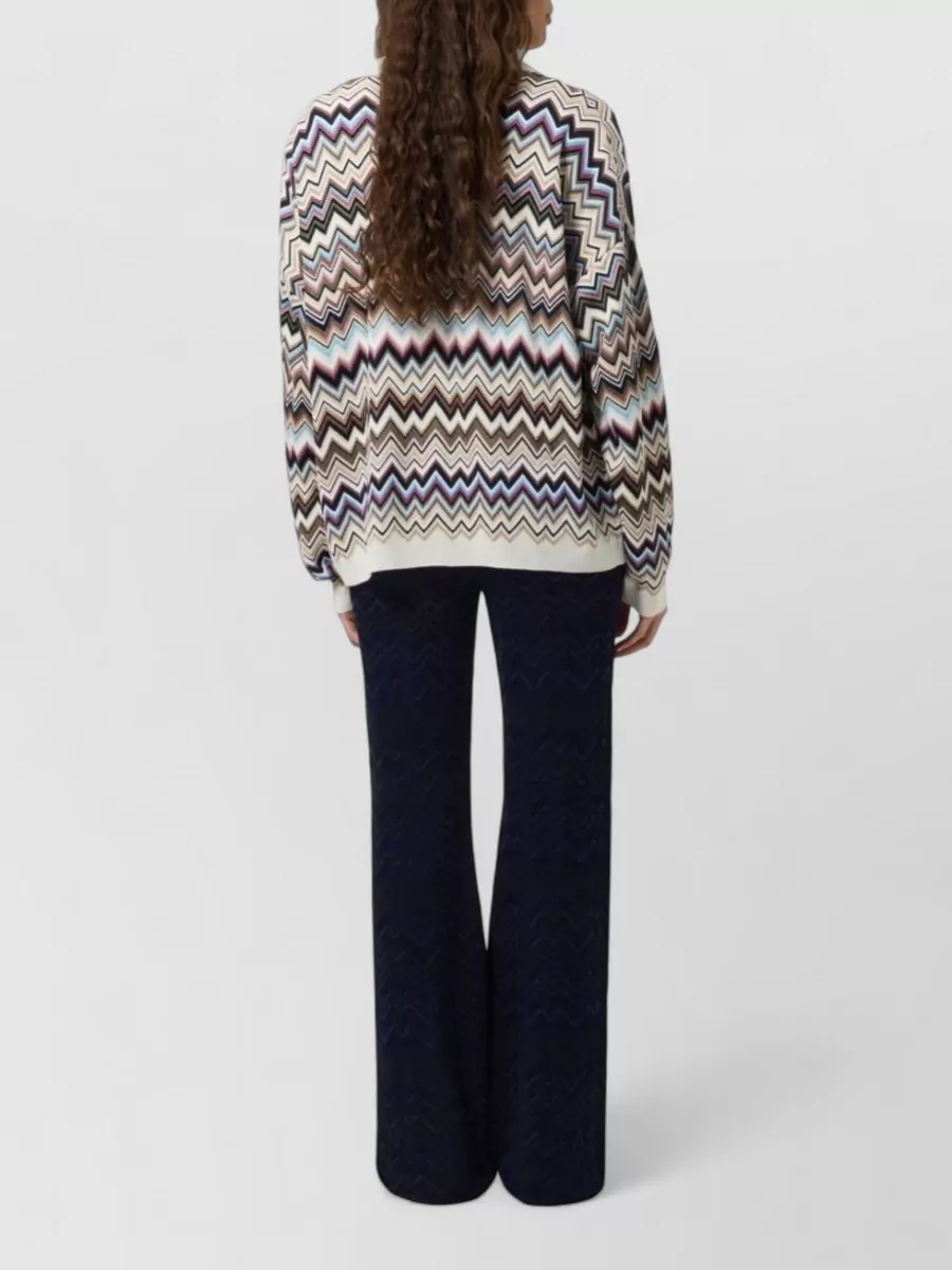 Missoni Zigzag Oversized V-Neck Wool-Blend Cardigan
