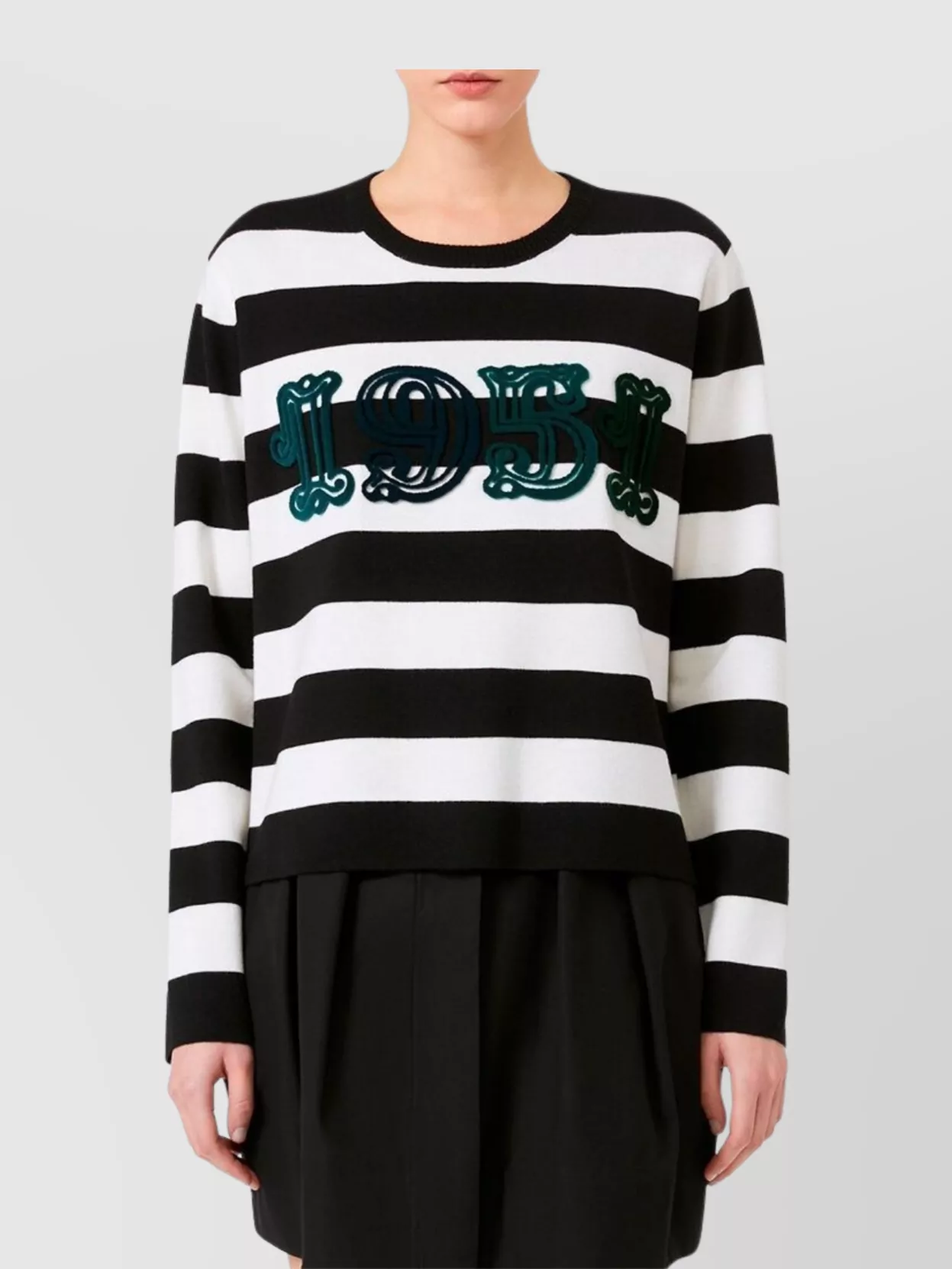 Max Mara 1951 Striped Wool Sweater Embroidery