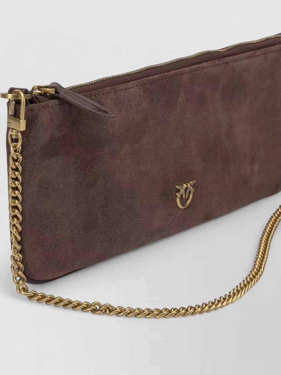 Pinko Chain Strap Lightweight Rectangular Clutch Bag In Brown