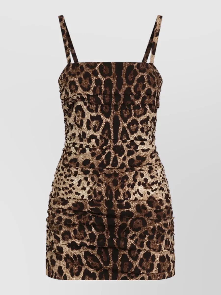 Dolce&Gabbana silk draped leo-print mini dress