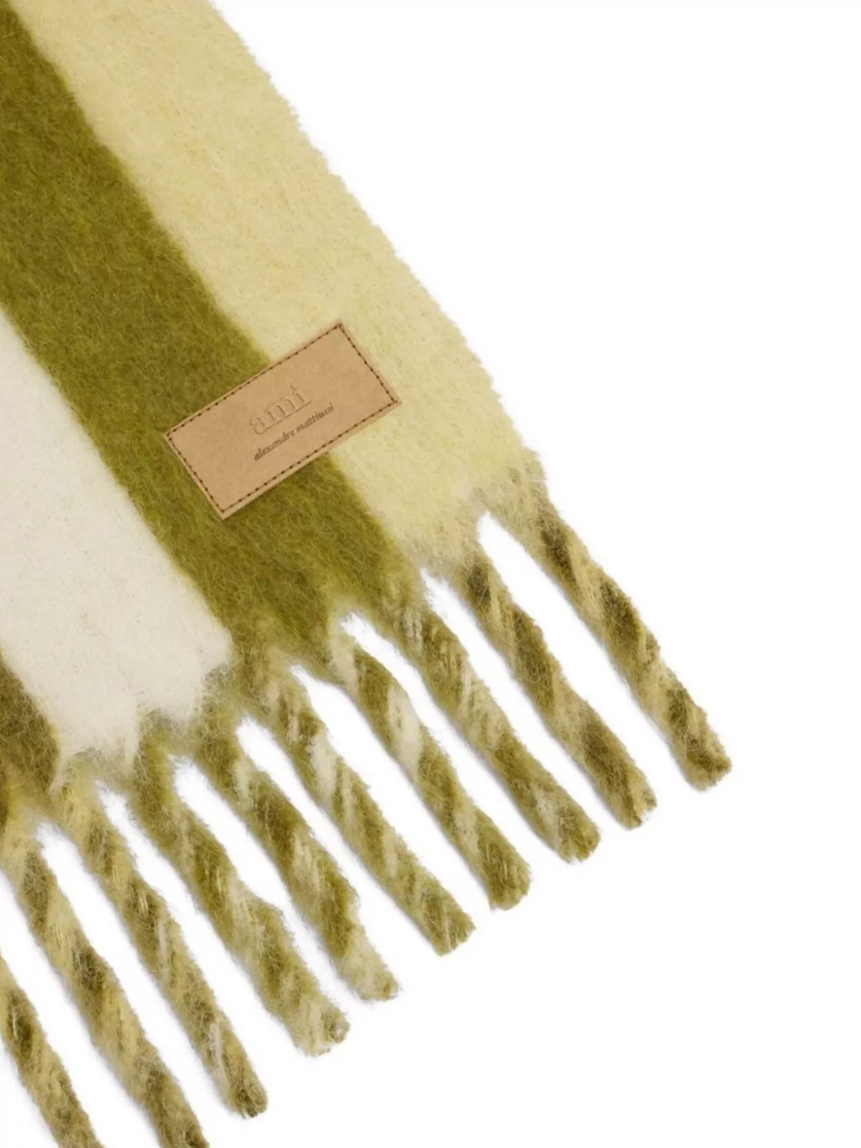 Ami Paris Rectangular Scarf With Fringed Edges And Stripes