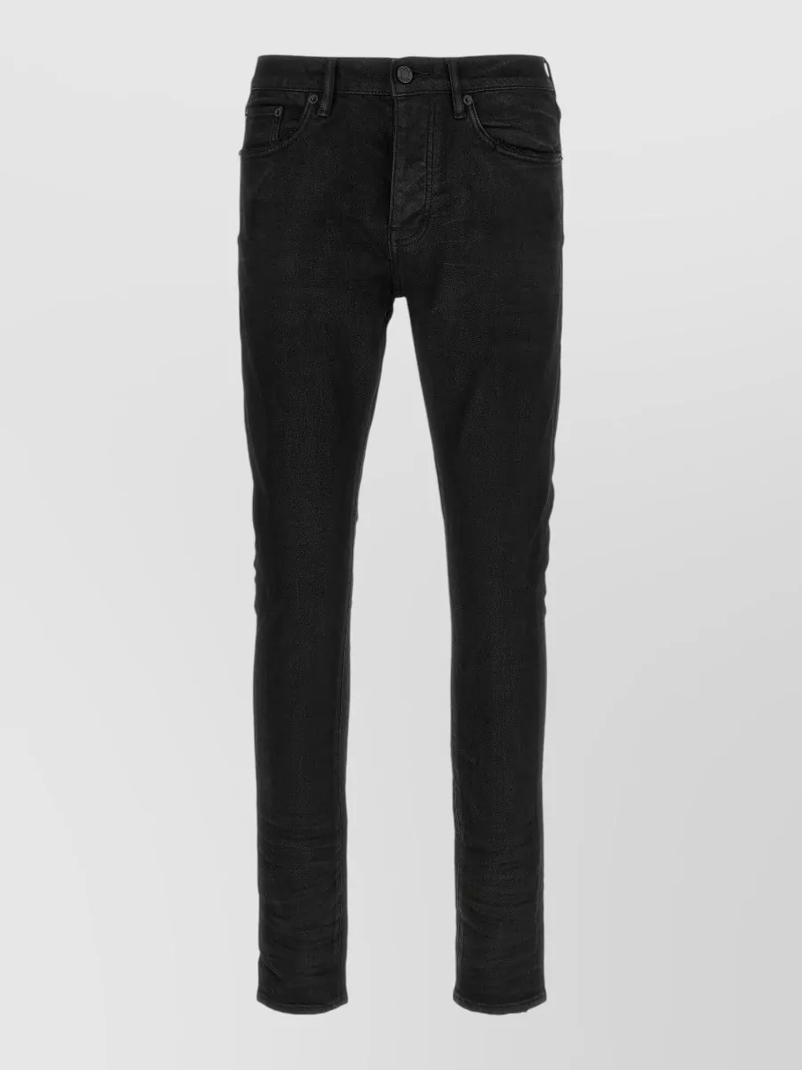 Purple denim low-rise tapered jeans