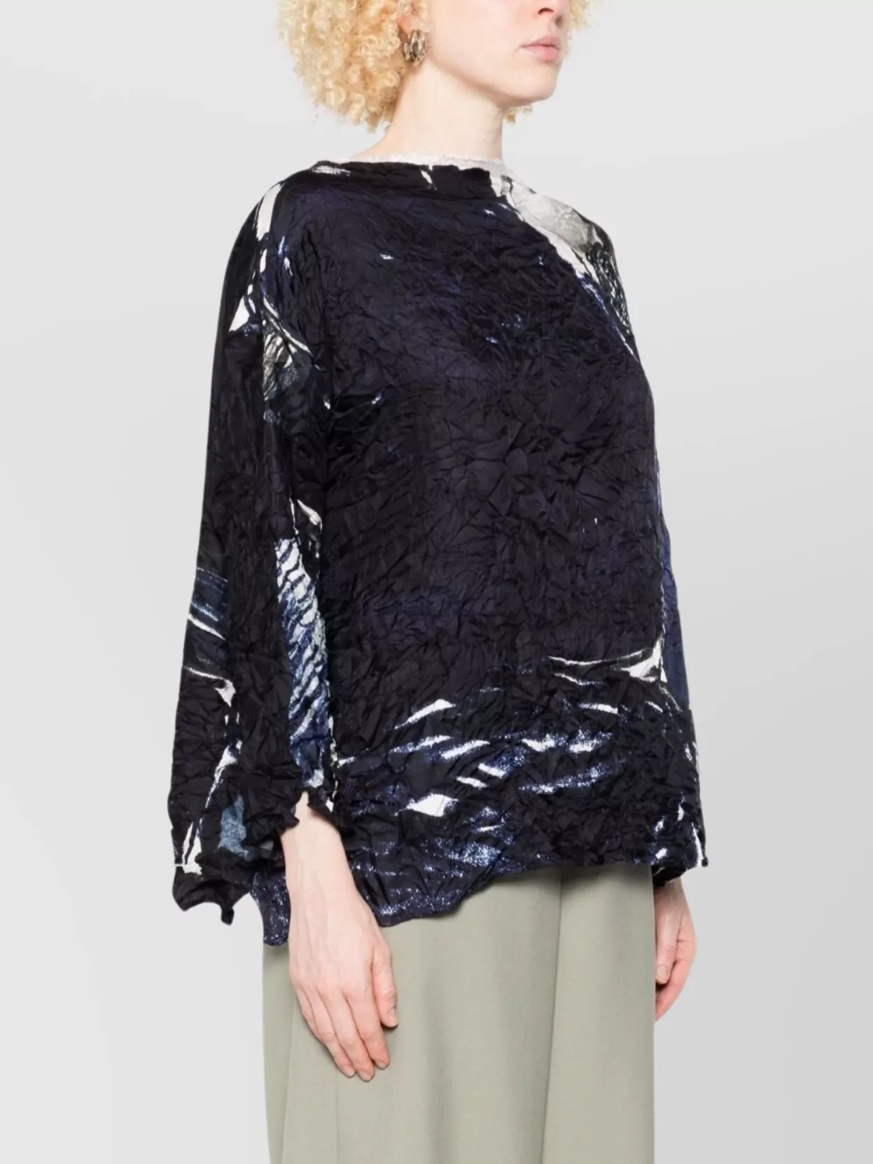 Daniela Gregis Abstract Print Long Sleeve Silk Top