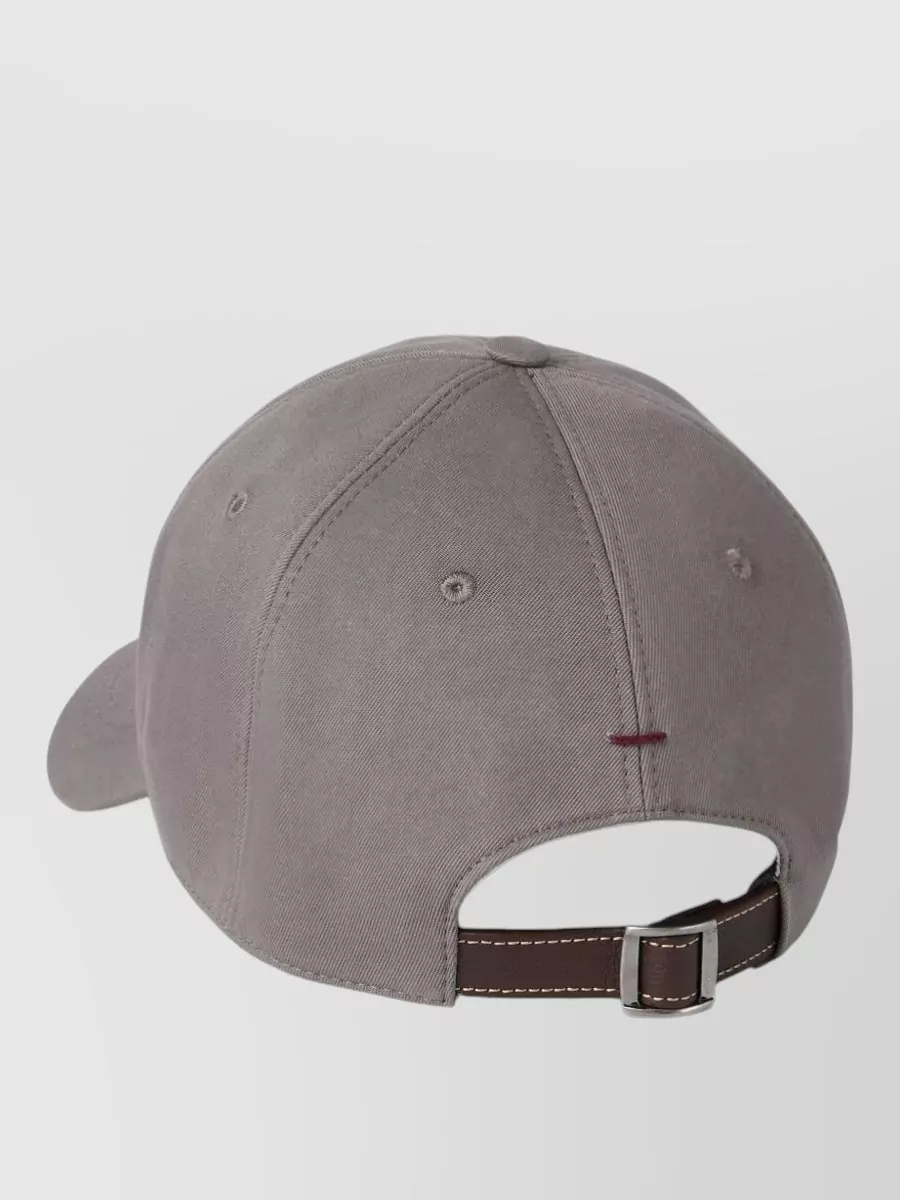 Brunello Cucinelli Logo Cap Featuring Curved Brim And Eyelet Vents In Gray