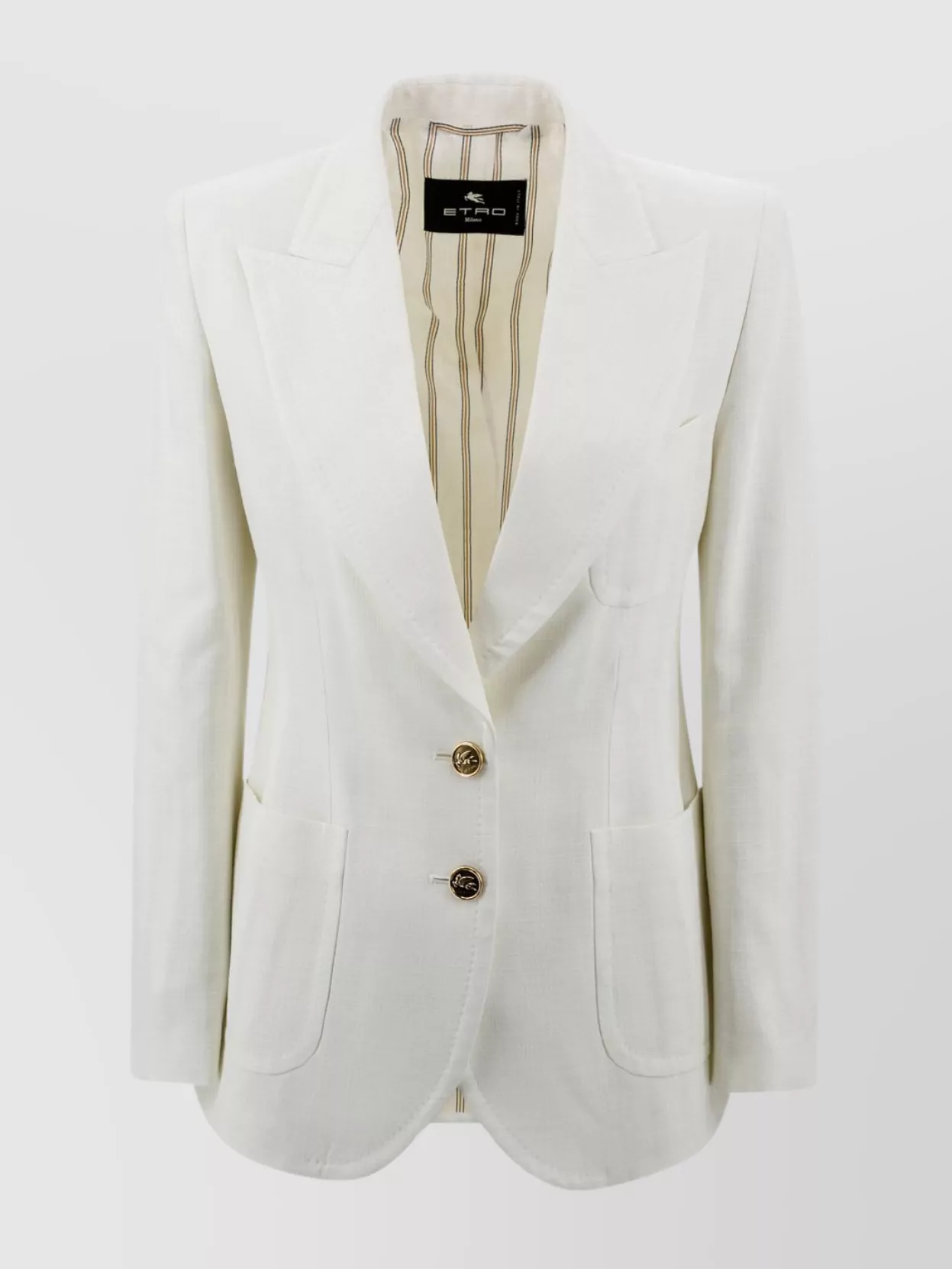 Shop Etro Peak Lapels Single-breasted Jacket With Slub Fabric