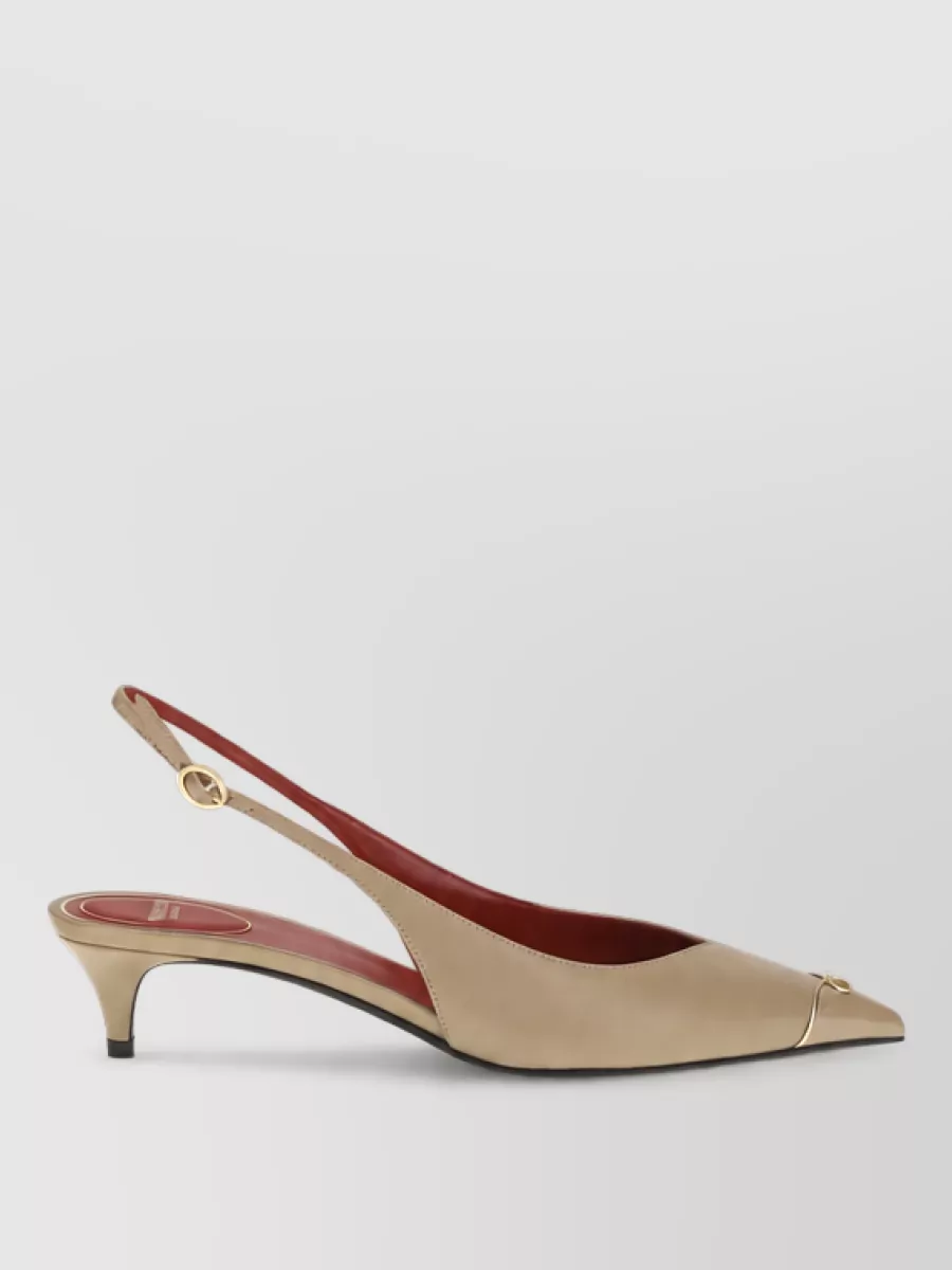 Valentino Garavani Leather Vlogo Slingback Kitten-Heel Pumps