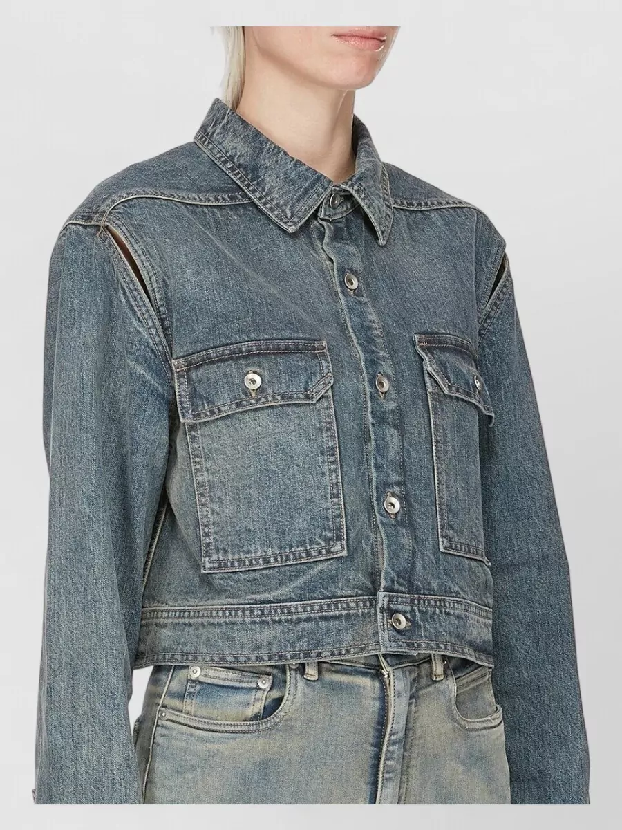 Rick Owens Drkshdw Denim Cape-Sleeve Cropped Shirt Jacket