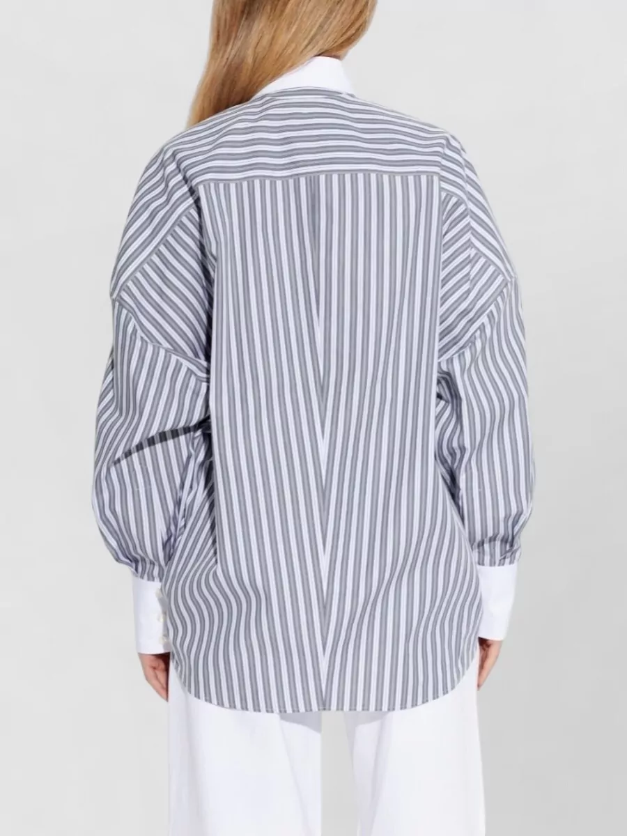 Stella Mccartney Long Sleeve Top Striped Chest Pocket Panels