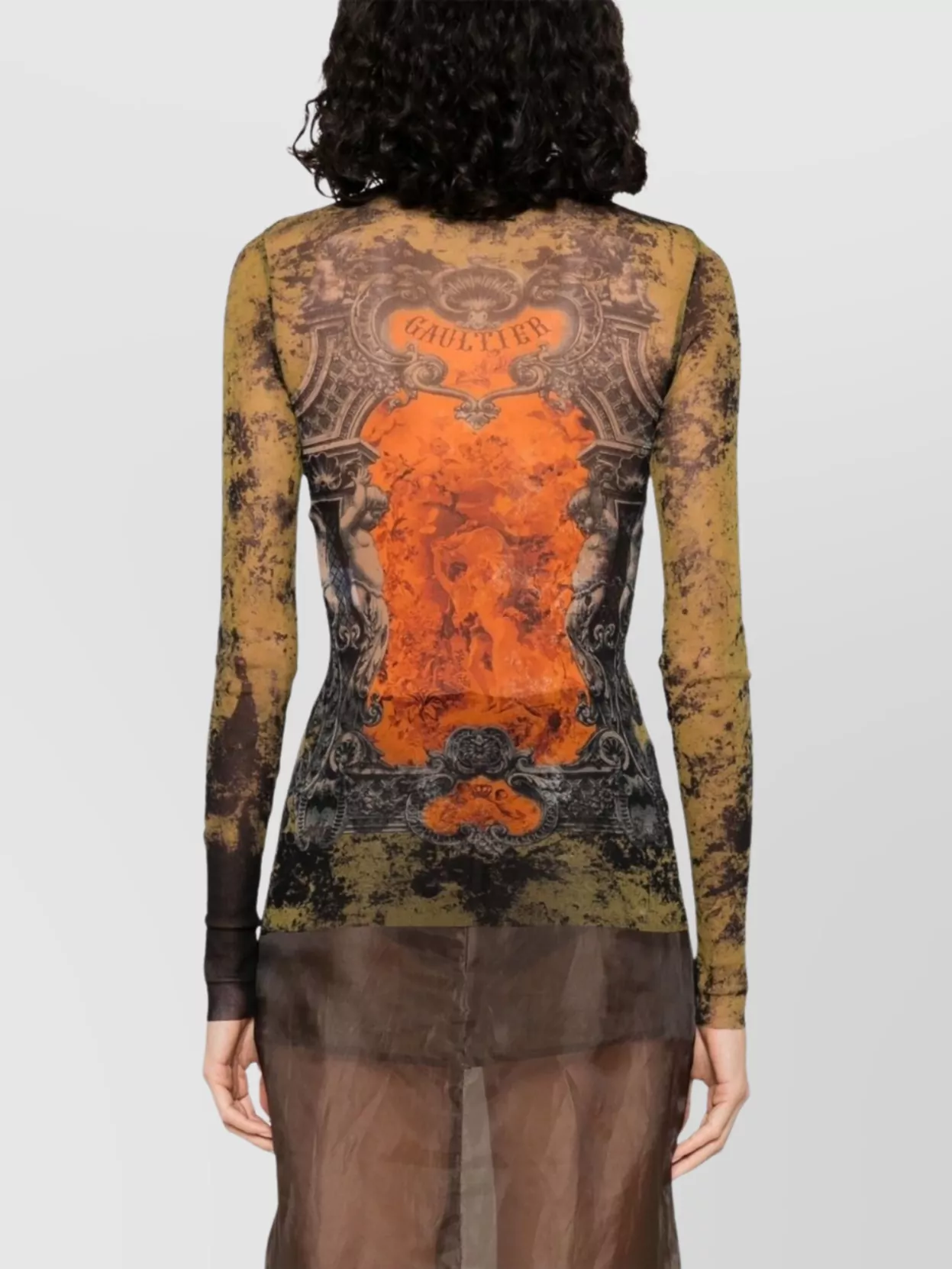 Jean Paul Gaultier Graphic Print Sheer Fabric Tops