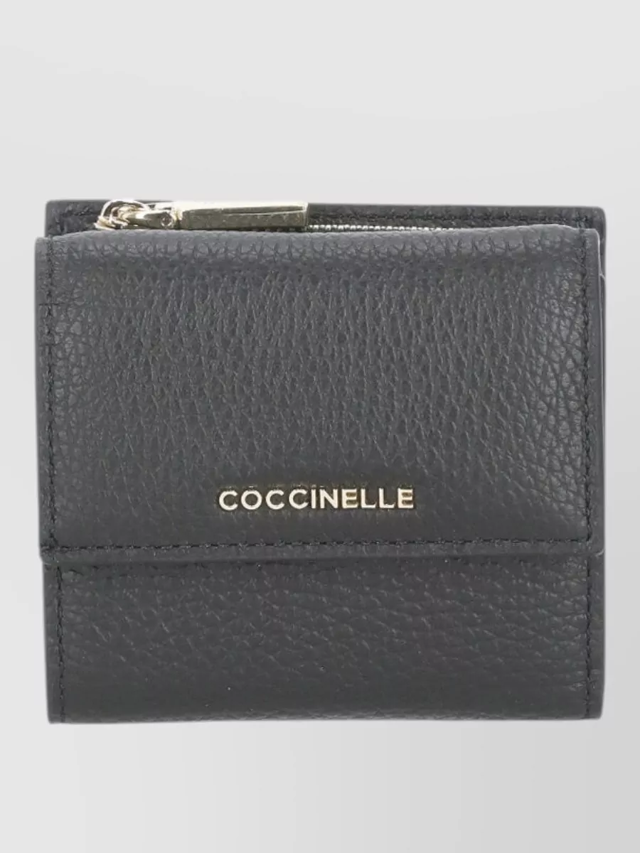 Coccinelle Leather Wallet Foldable Design Rear Pocket Zip