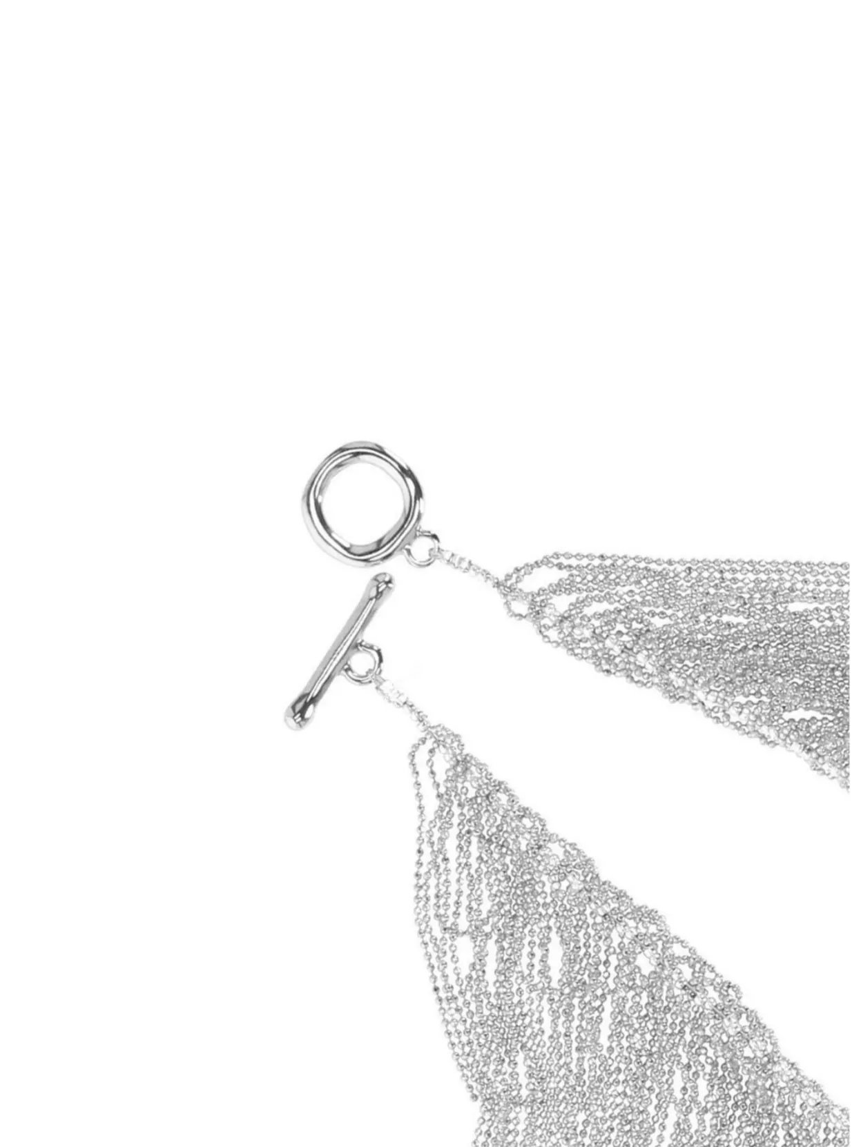 Fabiana Filippi Fringed Metallic Multi-Strand Silver Brass Necklace