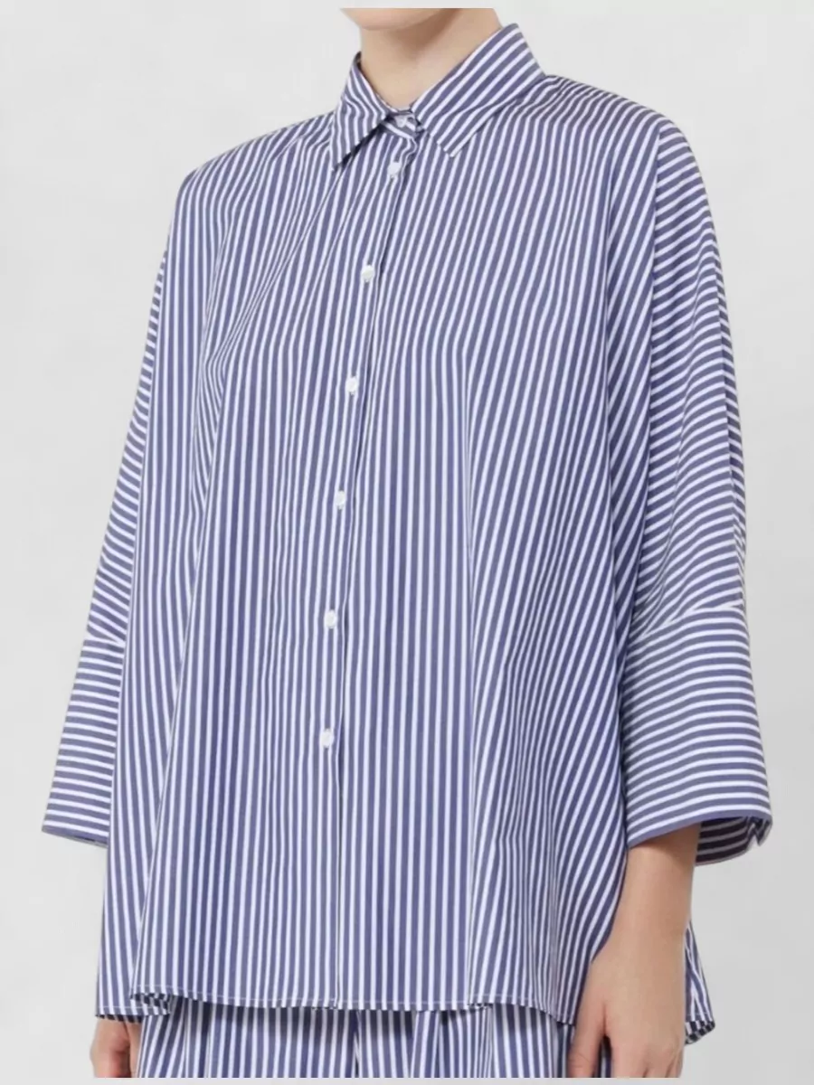 Weekend Max Mara Cotton Oversized 3/4-Sleeve Shirt